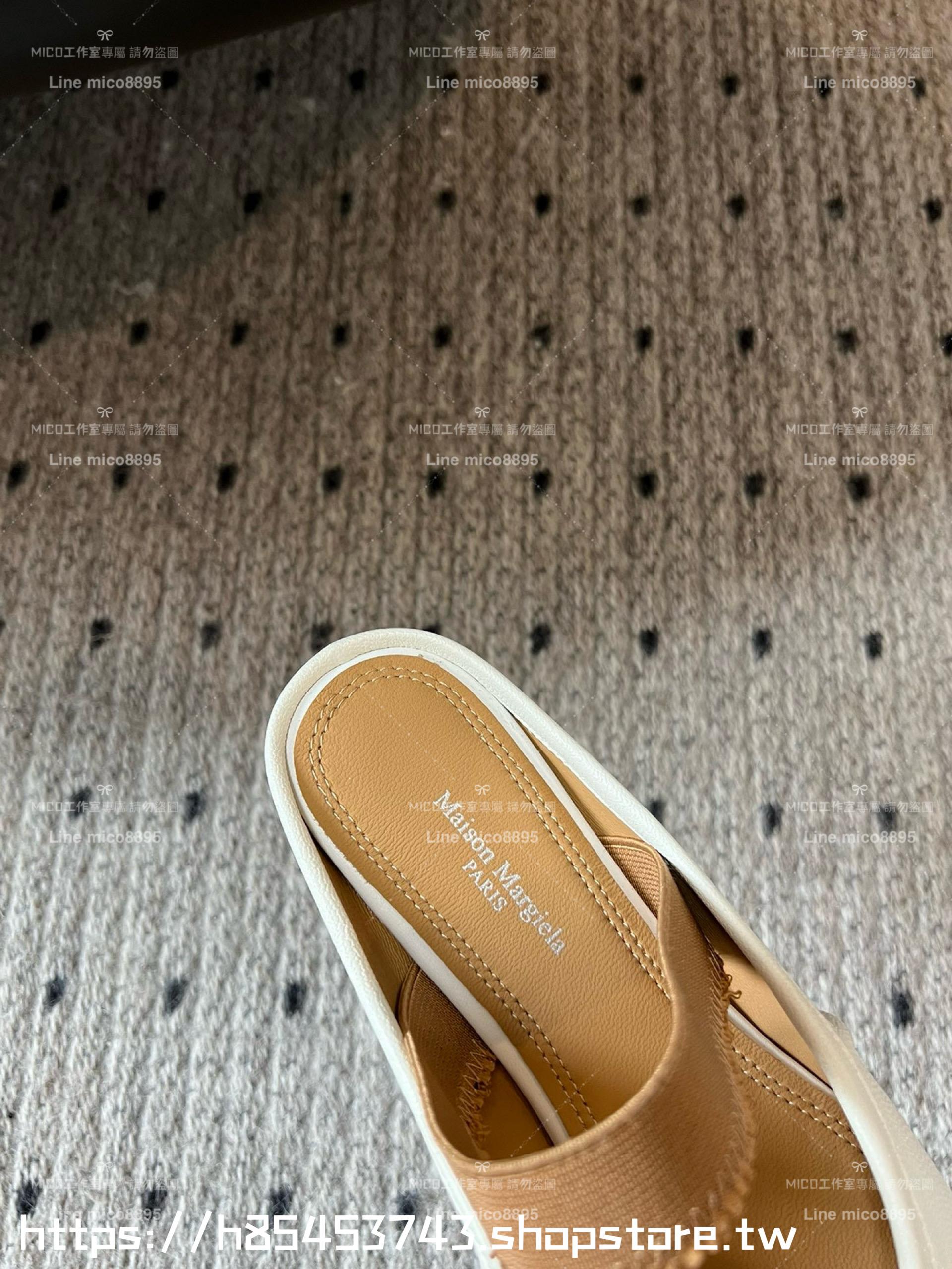 Maison Margiela·馬吉拉 有帶款半拖 白色 MM6 小羊皮/真皮 tabi褶皺芭蕾舞鞋 分趾鞋  35-41