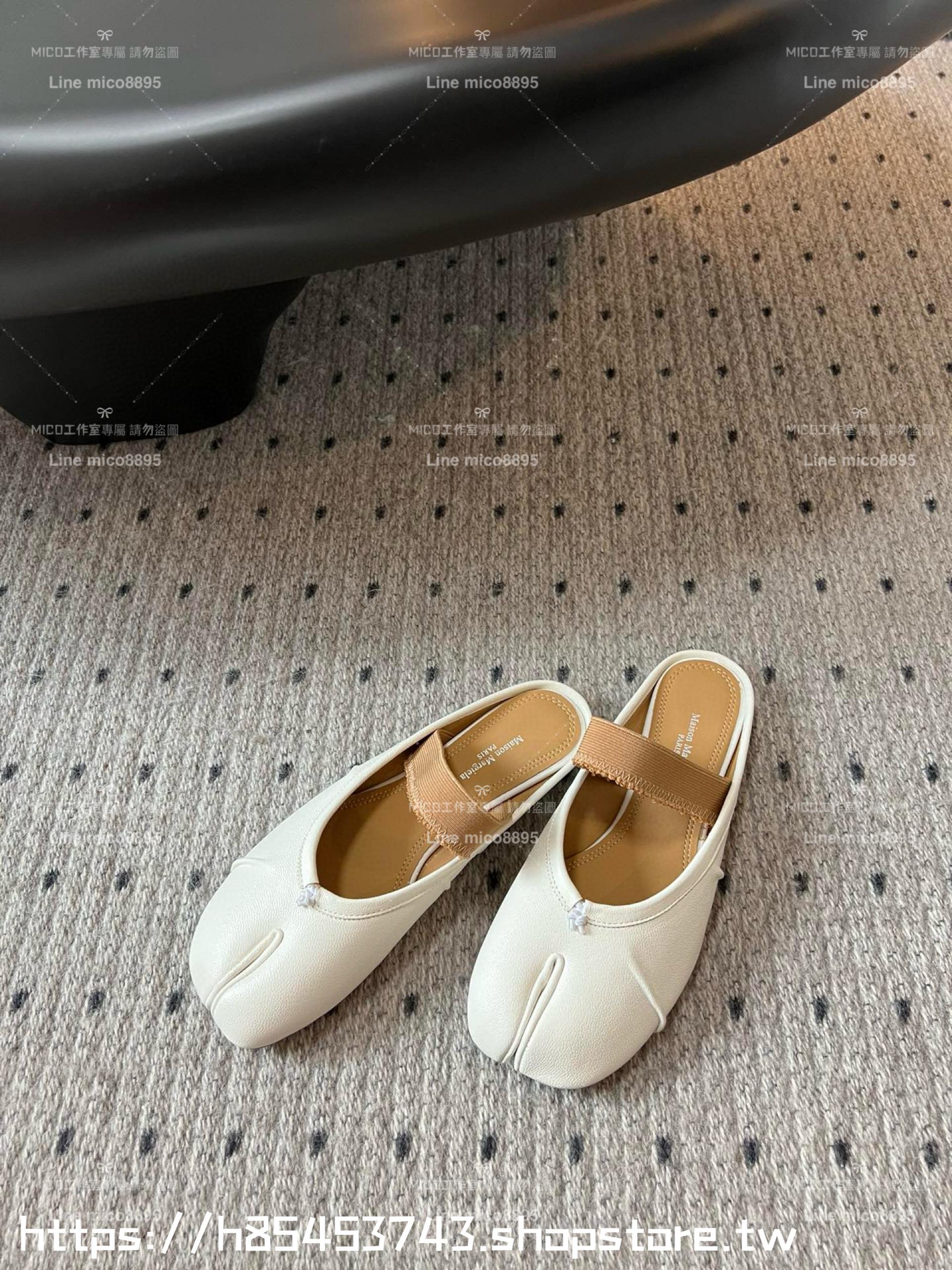 Maison Margiela·馬吉拉 有帶款半拖 白色 MM6 小羊皮/真皮 tabi褶皺芭蕾舞鞋 分趾鞋  35-41