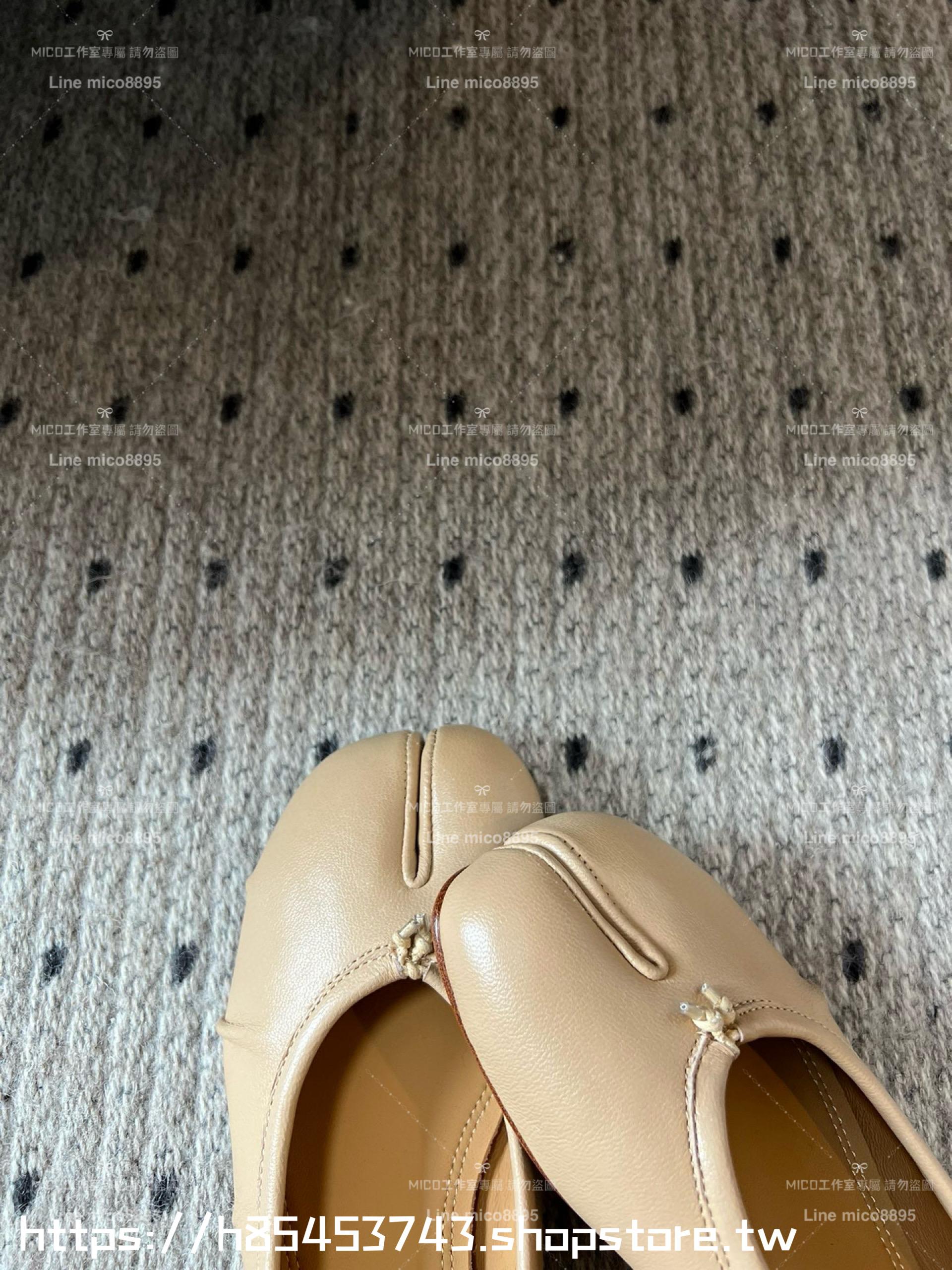 Maison Margiela·馬吉拉 MM6 杏色 小羊皮/真皮 tabi褶皺芭蕾舞鞋 分趾鞋  35-41