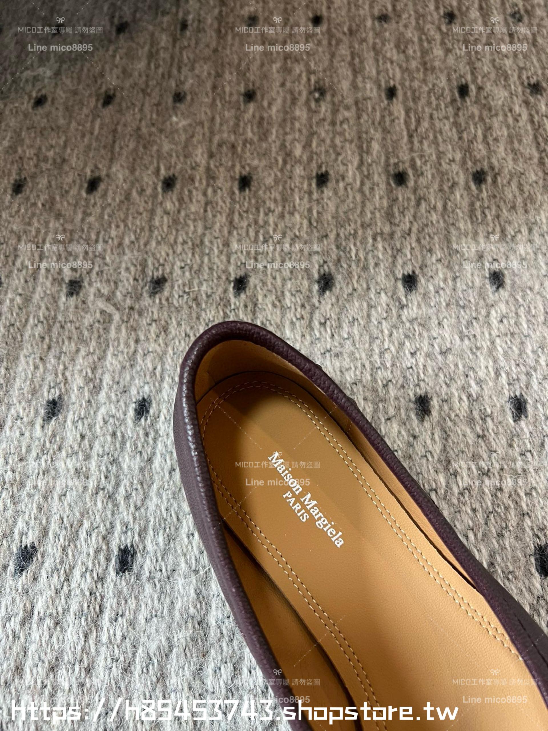 Maison Margiela·馬吉拉 MM6 巧克力紅 小羊皮/真皮 tabi褶皺芭蕾舞鞋 分趾鞋  35-41