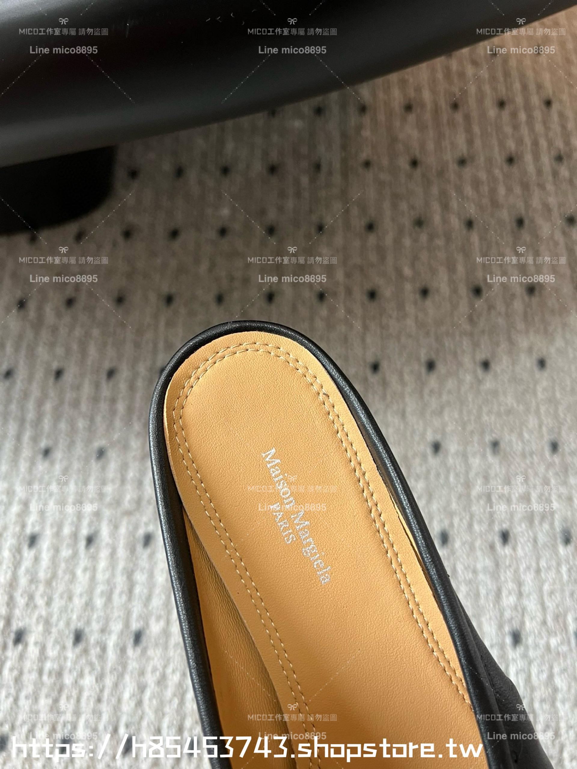 Maison Margiela·馬吉拉 黑色半拖款 MM6 小羊皮/真皮 tabi褶皺芭蕾舞鞋 分趾鞋  35-41