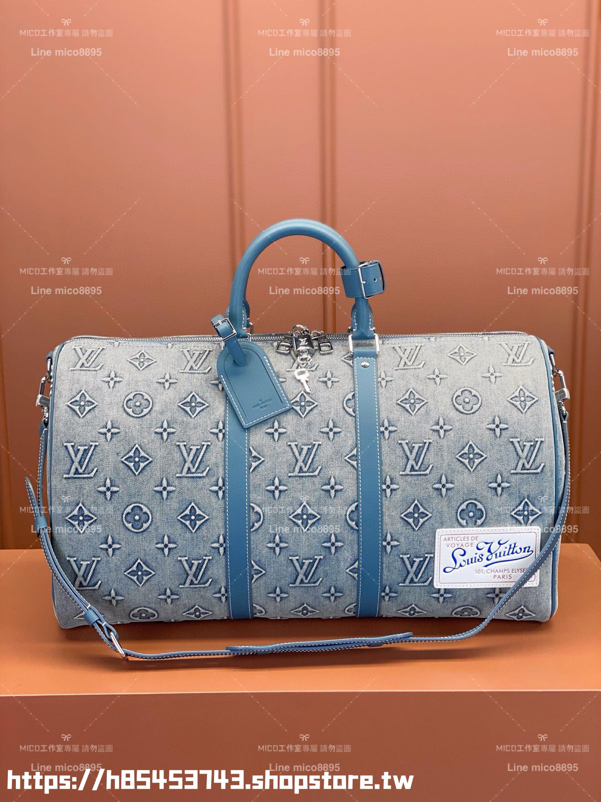 LV 淺牛仔丹寧 M22532 KEEPALL BANDOULIÈRE 50 旅行袋