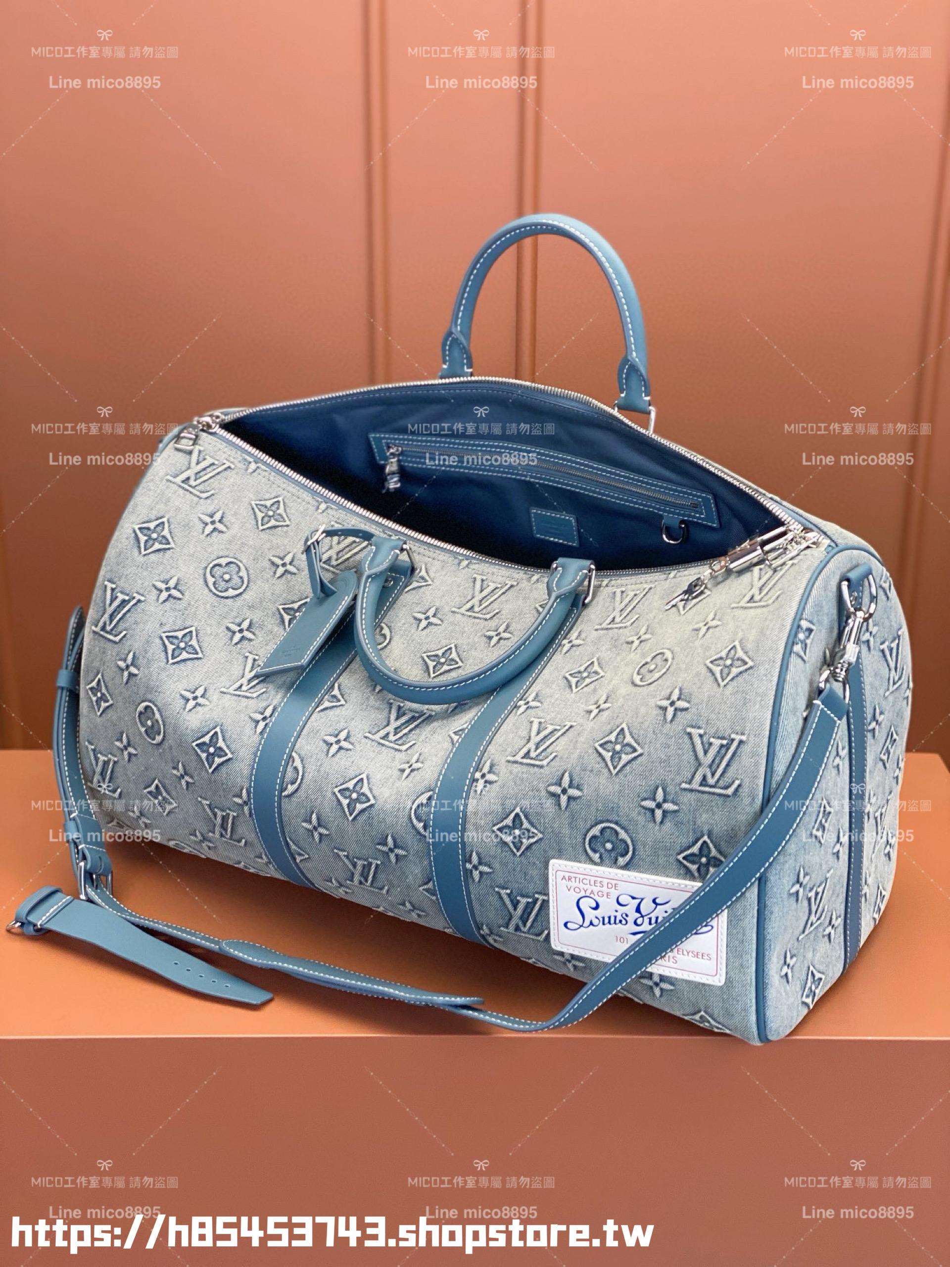 LV 淺牛仔丹寧 M22532 KEEPALL BANDOULIÈRE 50 旅行袋