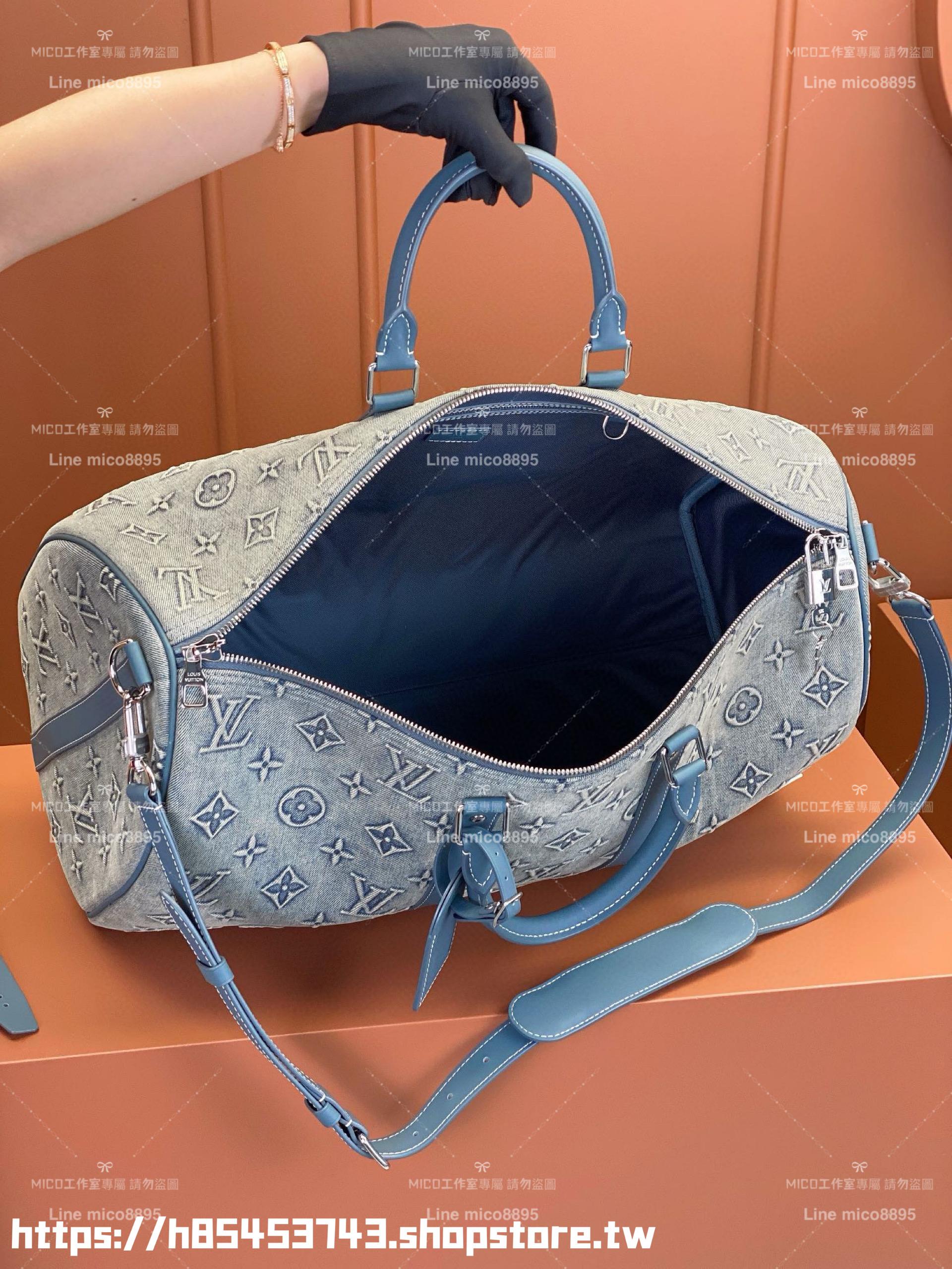 LV 淺牛仔丹寧 M22532 KEEPALL BANDOULIÈRE 50 旅行袋