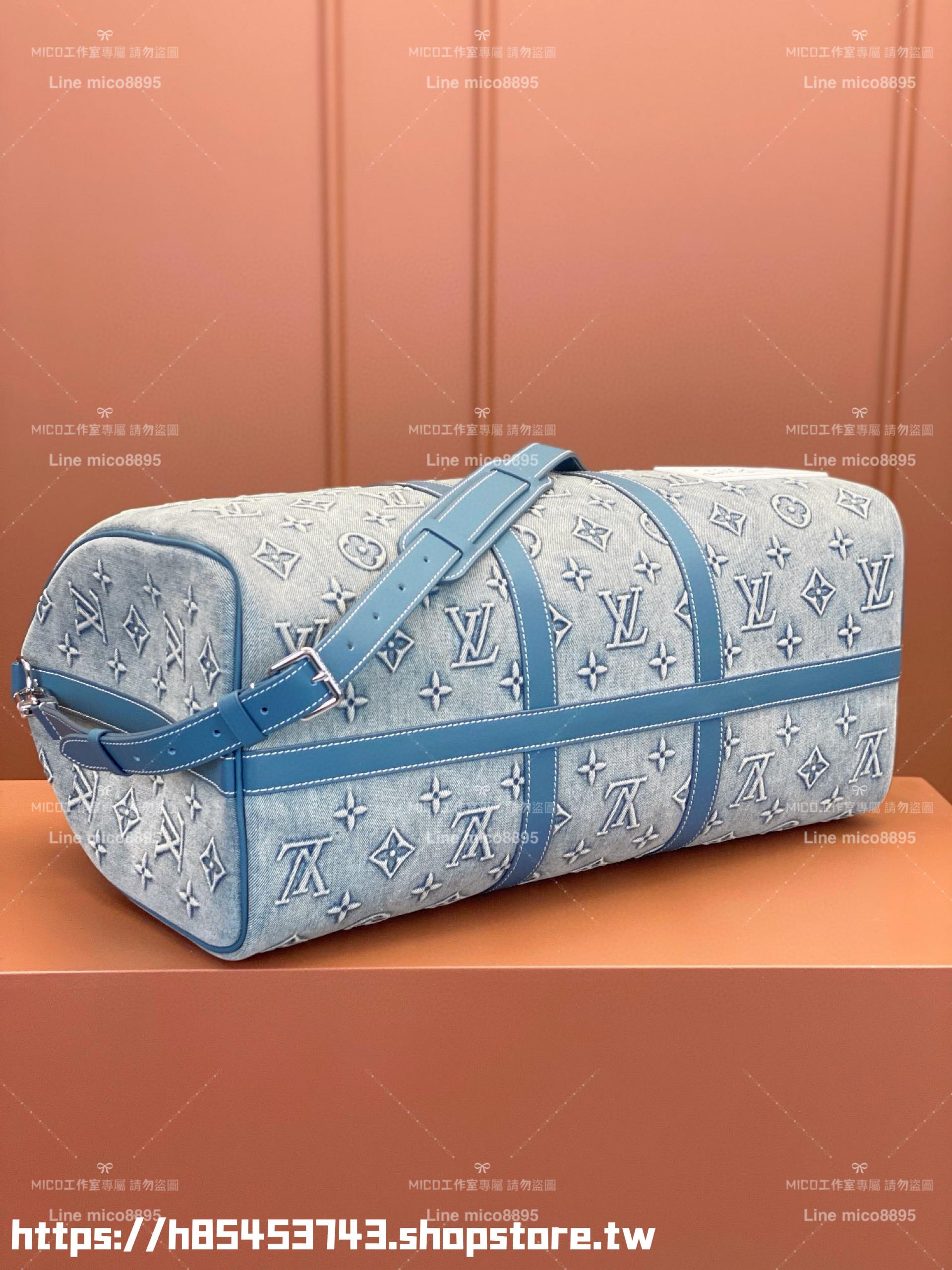 LV 淺牛仔丹寧 M22532 KEEPALL BANDOULIÈRE 50 旅行袋