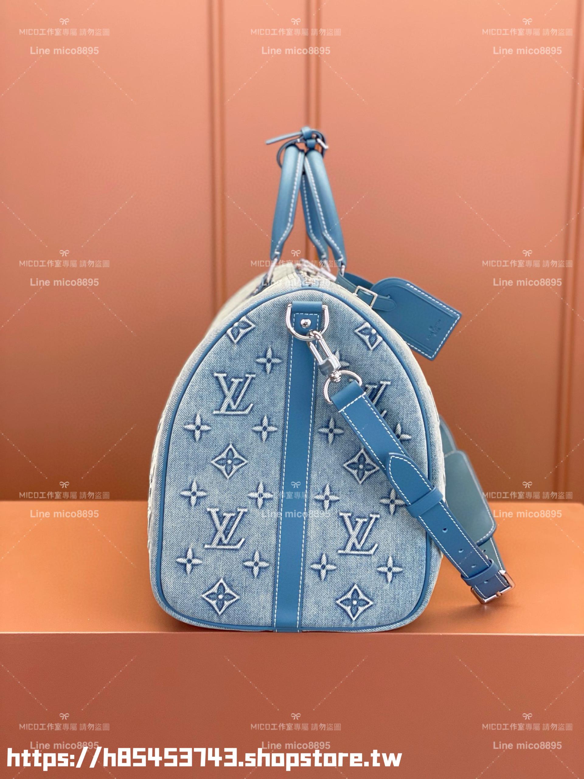 LV 淺牛仔丹寧 M22532 KEEPALL BANDOULIÈRE 50 旅行袋