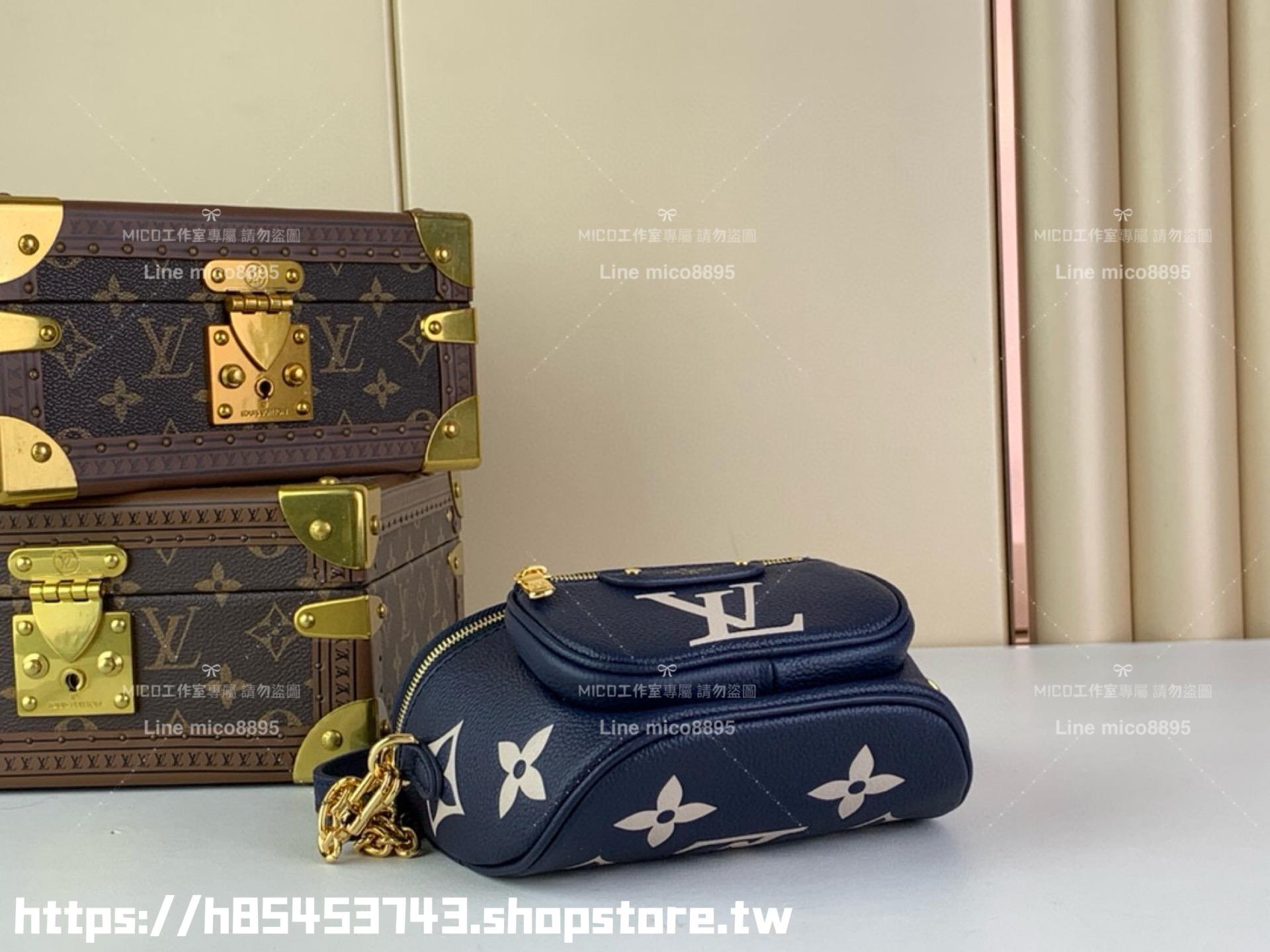 LV 深藍色皮革壓花 MINI BUMBAG 腰包/胸包 手袋 17cm