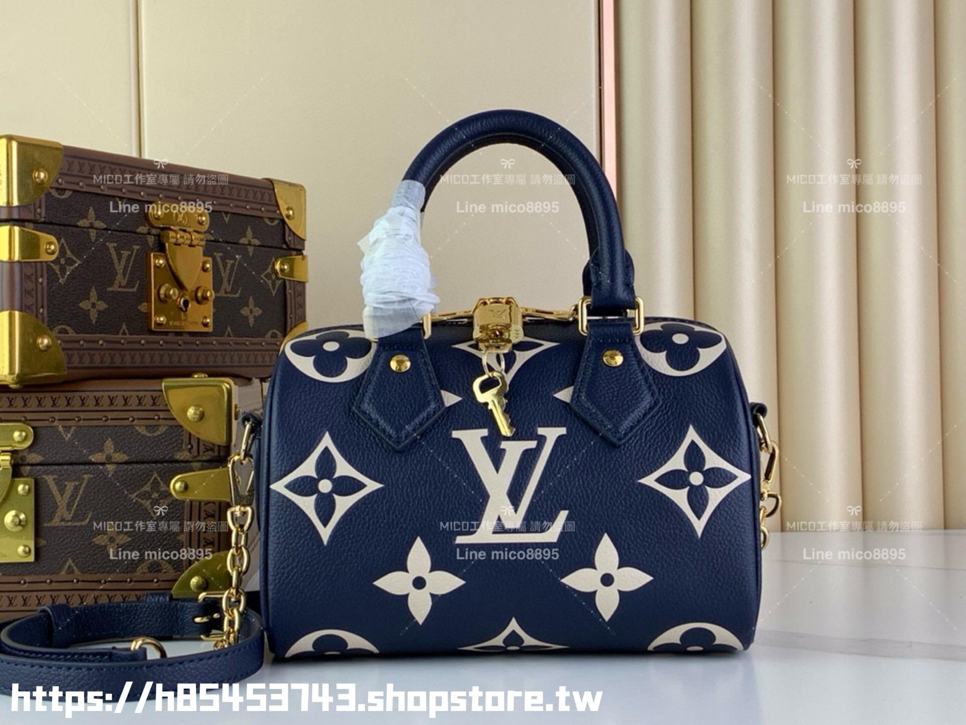 LV Speedy Bandoulière 20cm 手袋】M46883 M46517 深藍色（絲印）