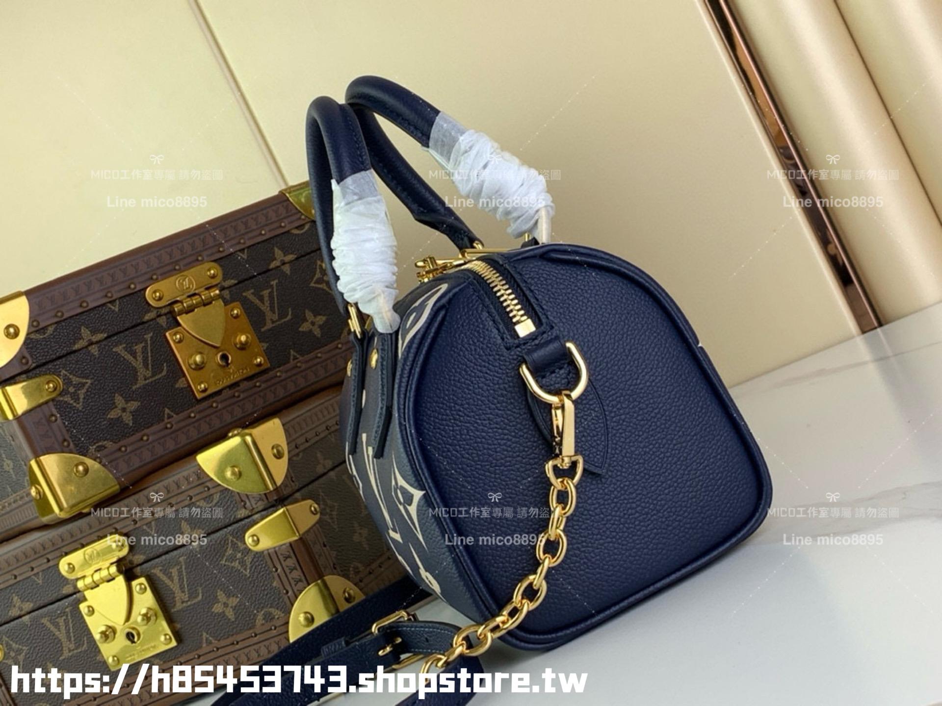 LV Speedy Bandoulière 20cm 手袋】M46883 M46517 深藍色（絲印）