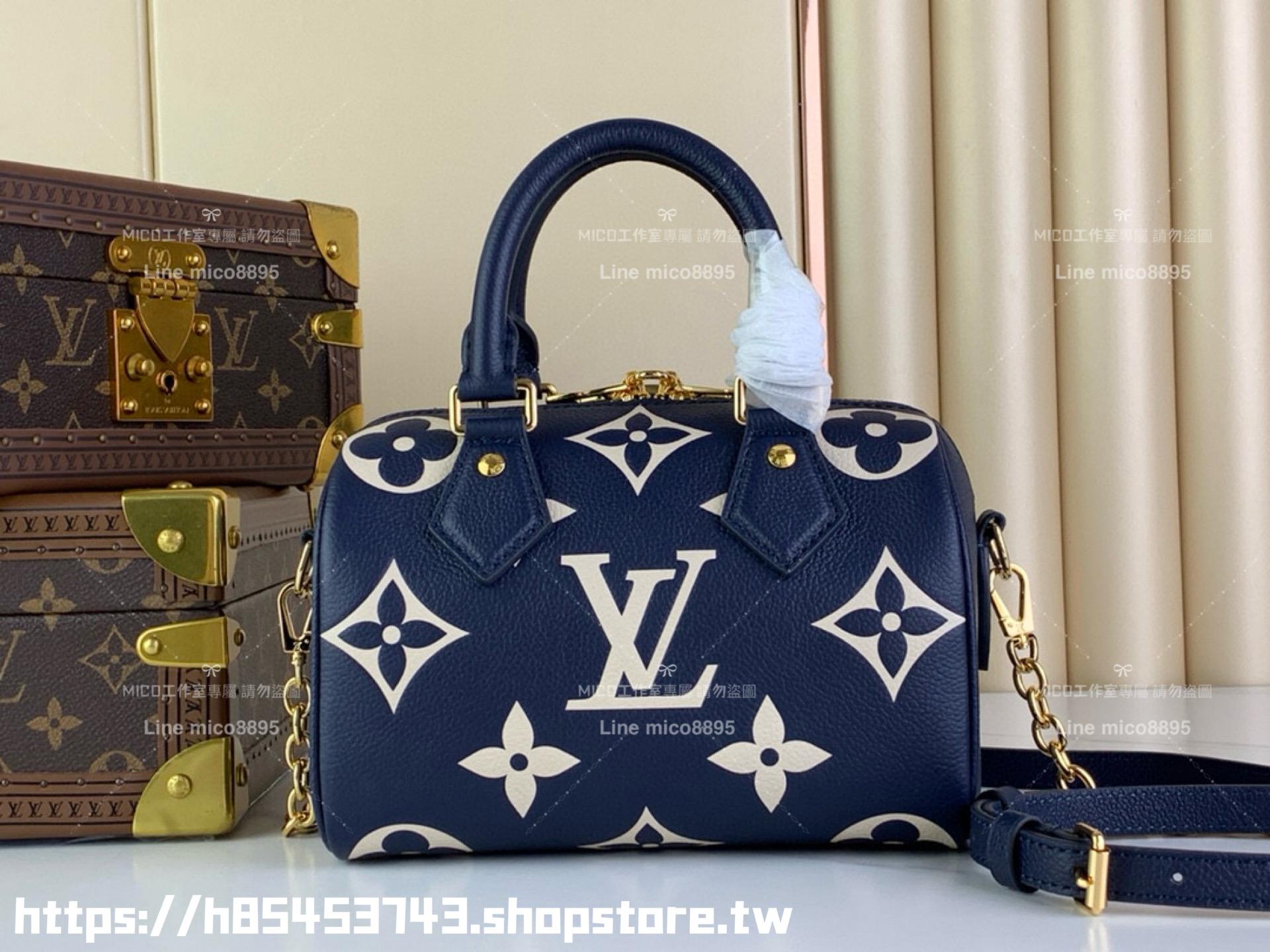 LV Speedy Bandoulière 20cm 手袋】M46883 M46517 深藍色（絲印）