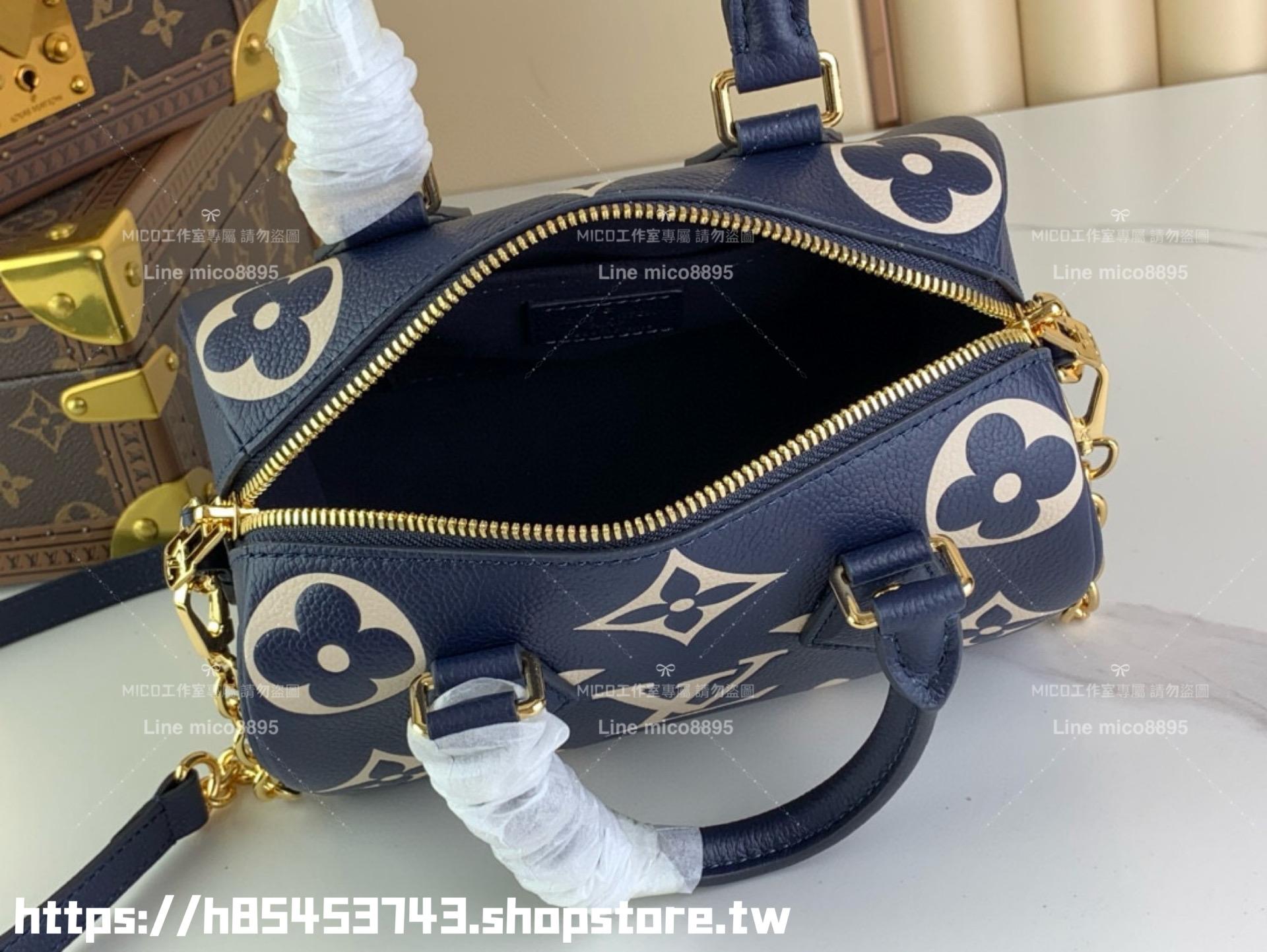 LV Speedy Bandoulière 20cm 手袋】M46883 M46517 深藍色（絲印）