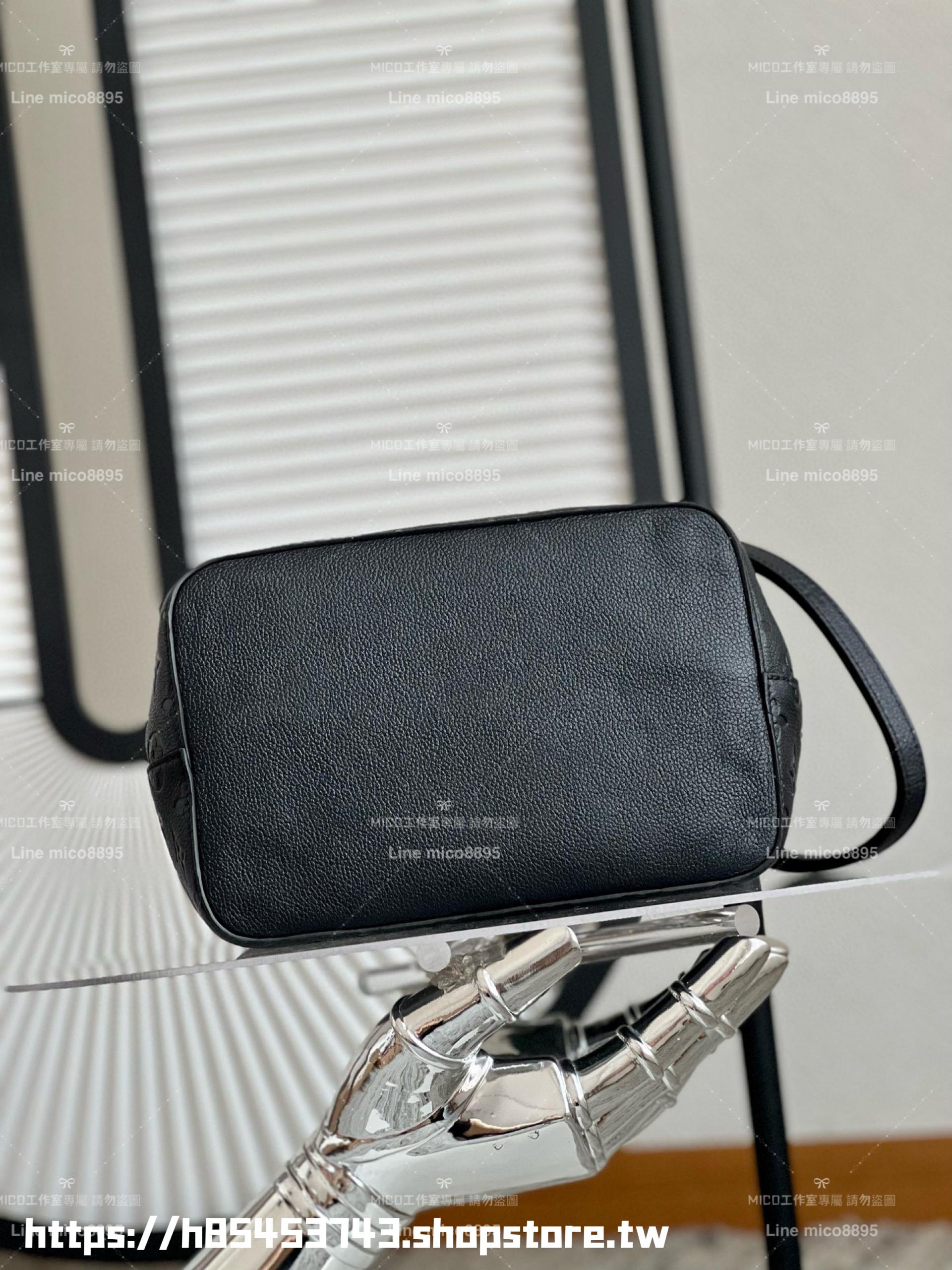 LV 路易威登 NEONOE 中號手袋 黑色牛皮壓紋水桶包 M45256 26cm