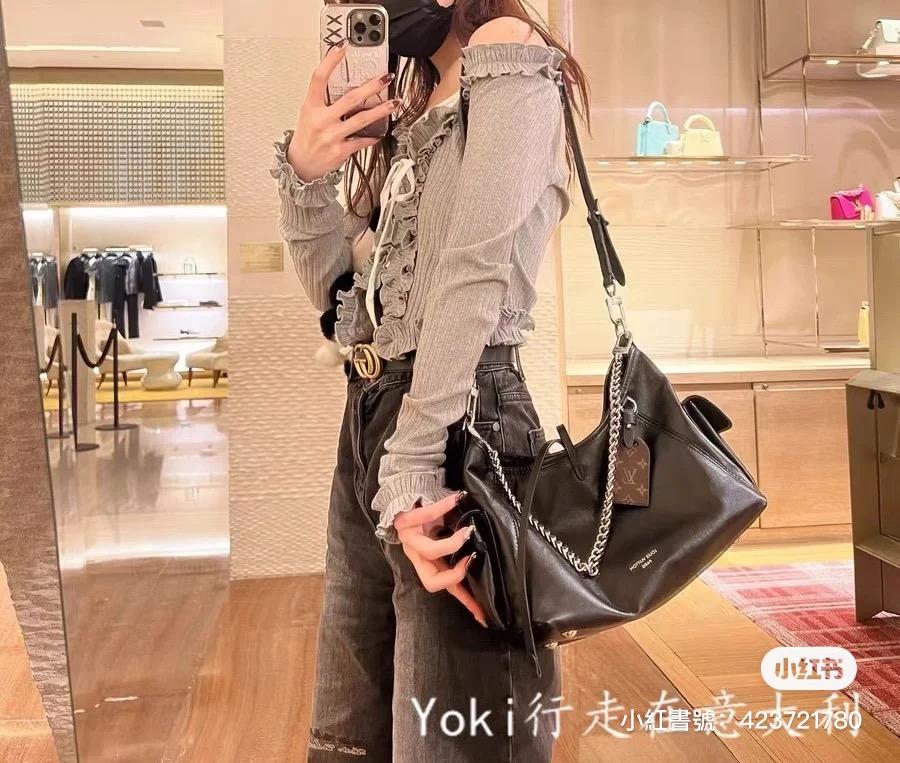 LV 路易威登 CarryAll Cargo PM小號手袋 M24861 黑色羊皮革 33cm