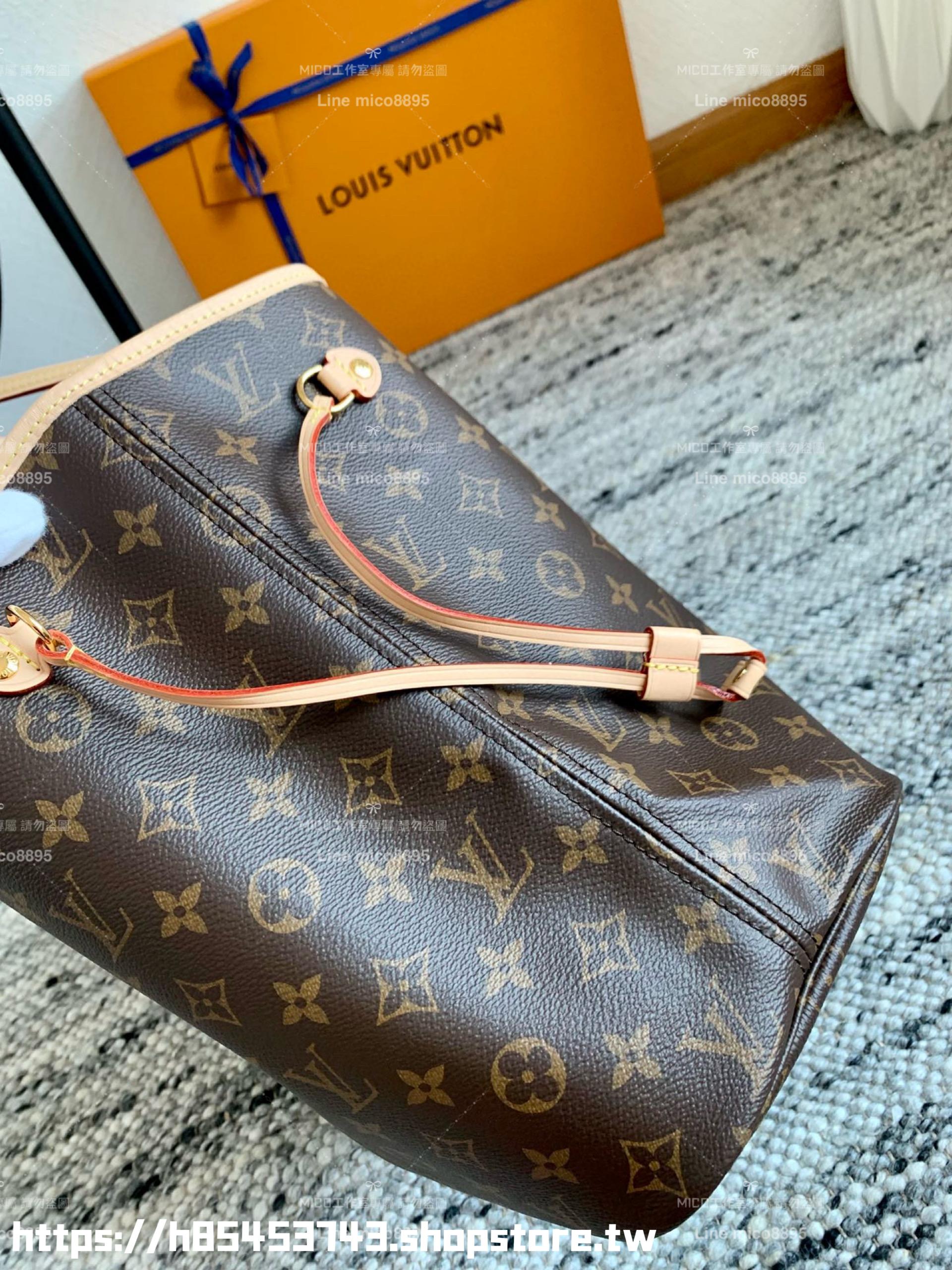 LV NEVERFULL 中號手袋 M40995 內拼卡其條紋 子母購物袋 托特包 31cm