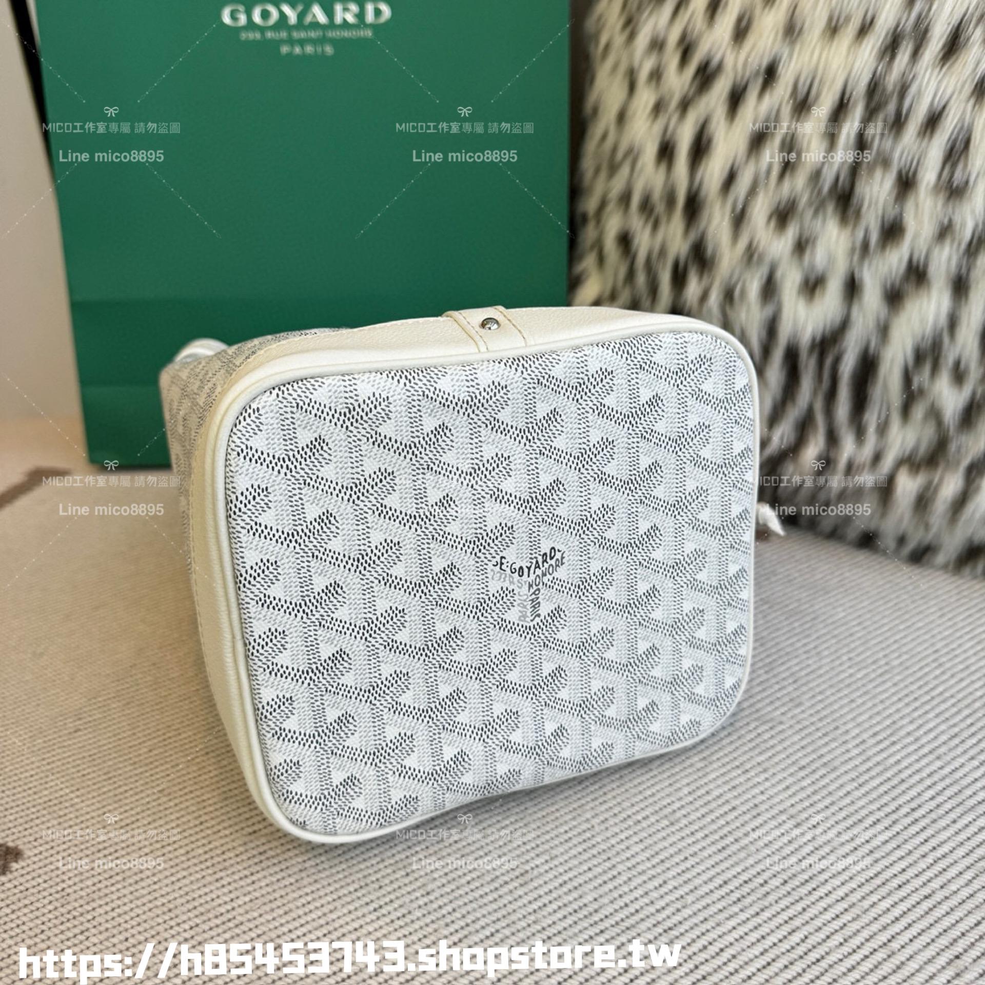 Goyard 白色 Petit Flot 水桶包，發財桶 抽繩手袋 尺寸23x14.5x17