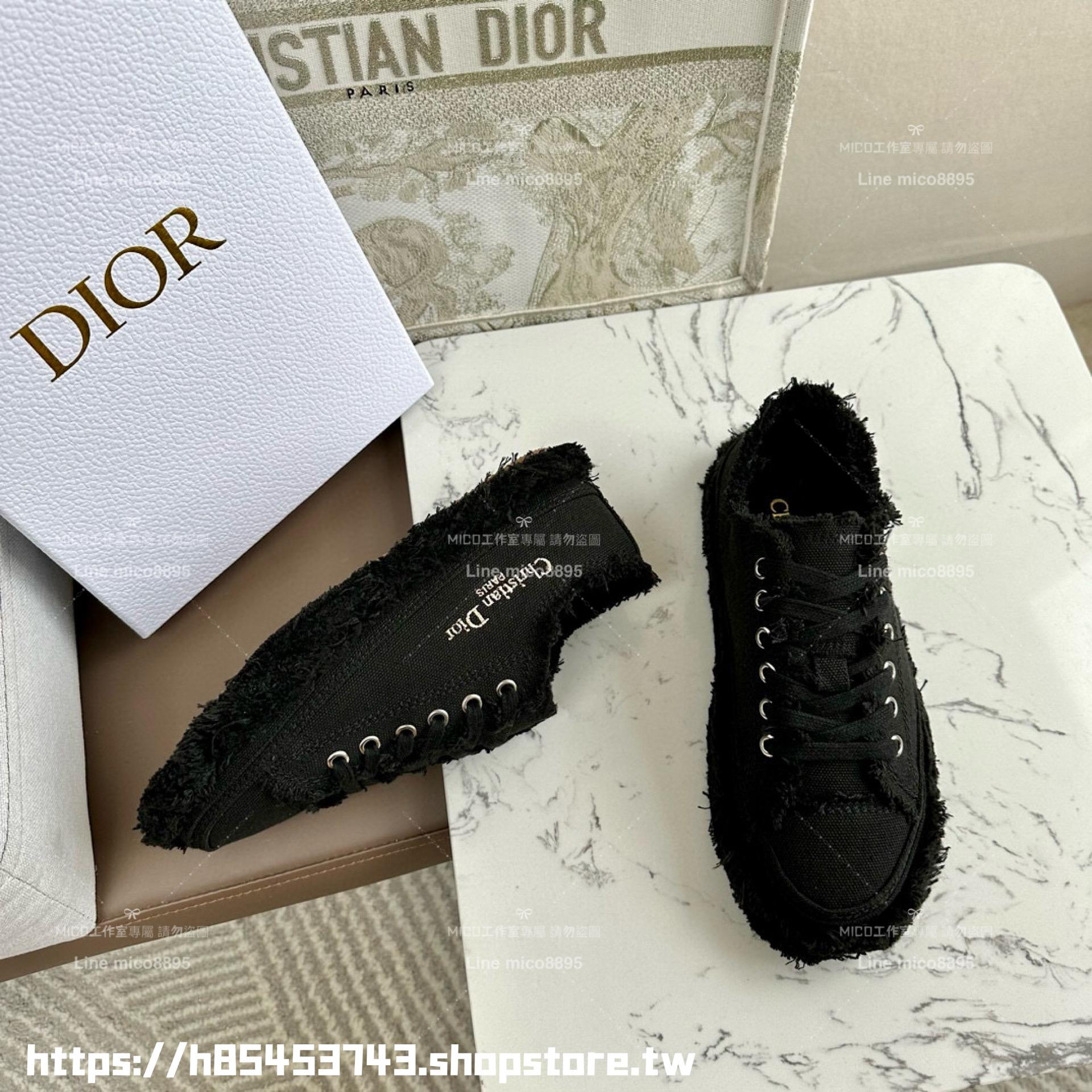 Dior 迪奧 黑色 D-Blaze Sneaker新款刺繡厚底乞丐流蘇帆布 板鞋 帆布鞋 35-40