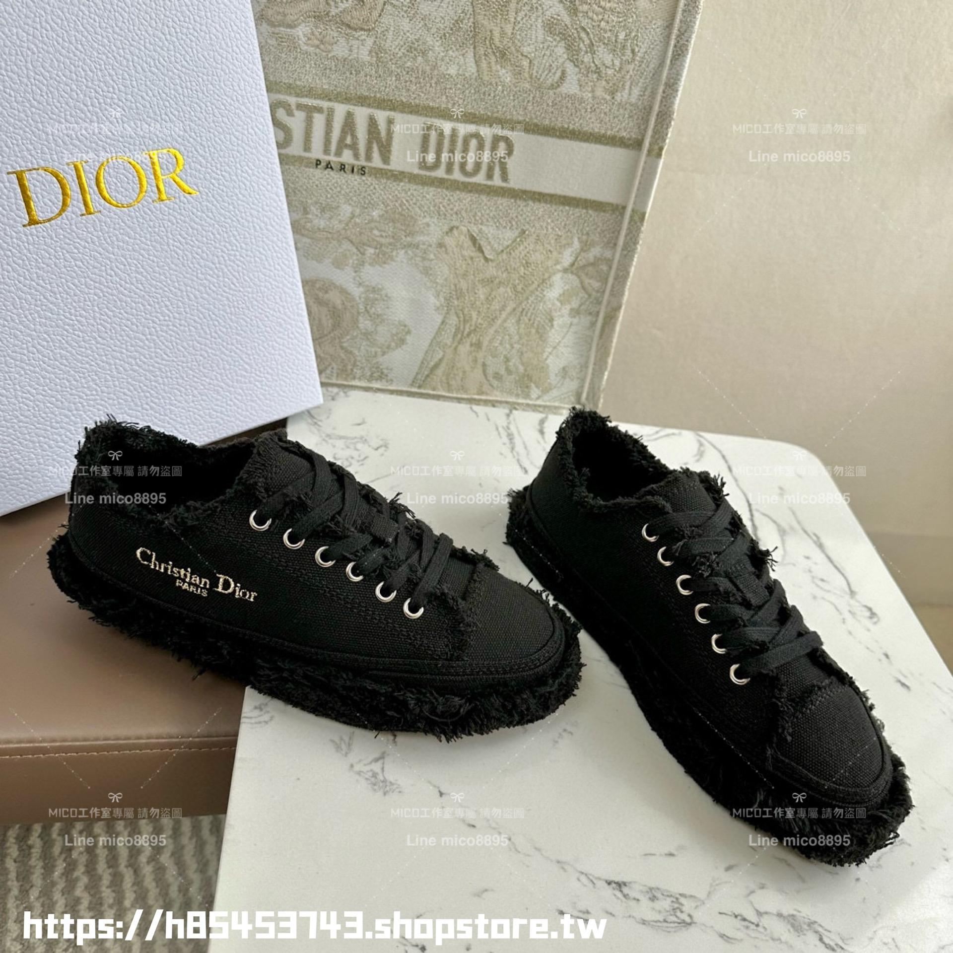 Dior 迪奧 黑色 D-Blaze Sneaker新款刺繡厚底乞丐流蘇帆布 板鞋 帆布鞋 35-40