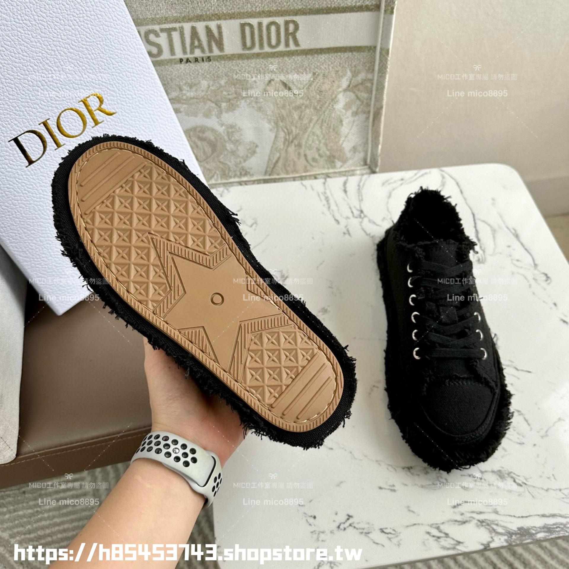 Dior 迪奧 黑色 D-Blaze Sneaker新款刺繡厚底乞丐流蘇帆布 板鞋 帆布鞋 35-40