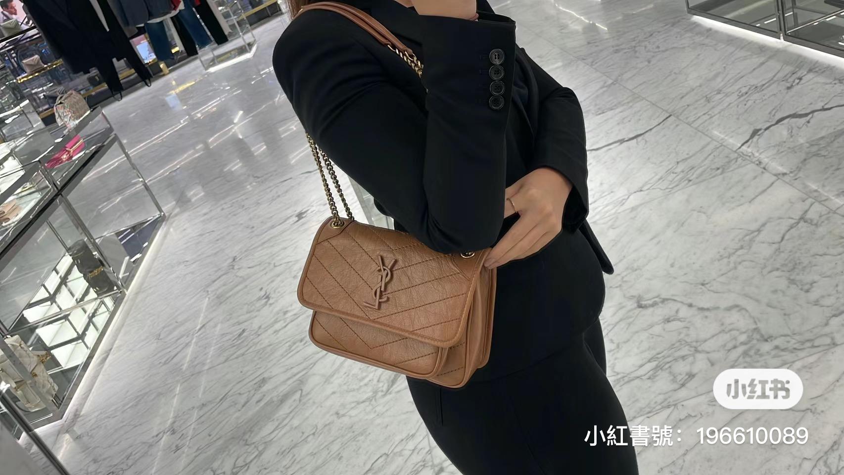 YSL 聖羅蘭 SLP 焦糖色 經典Niki baby 22cm