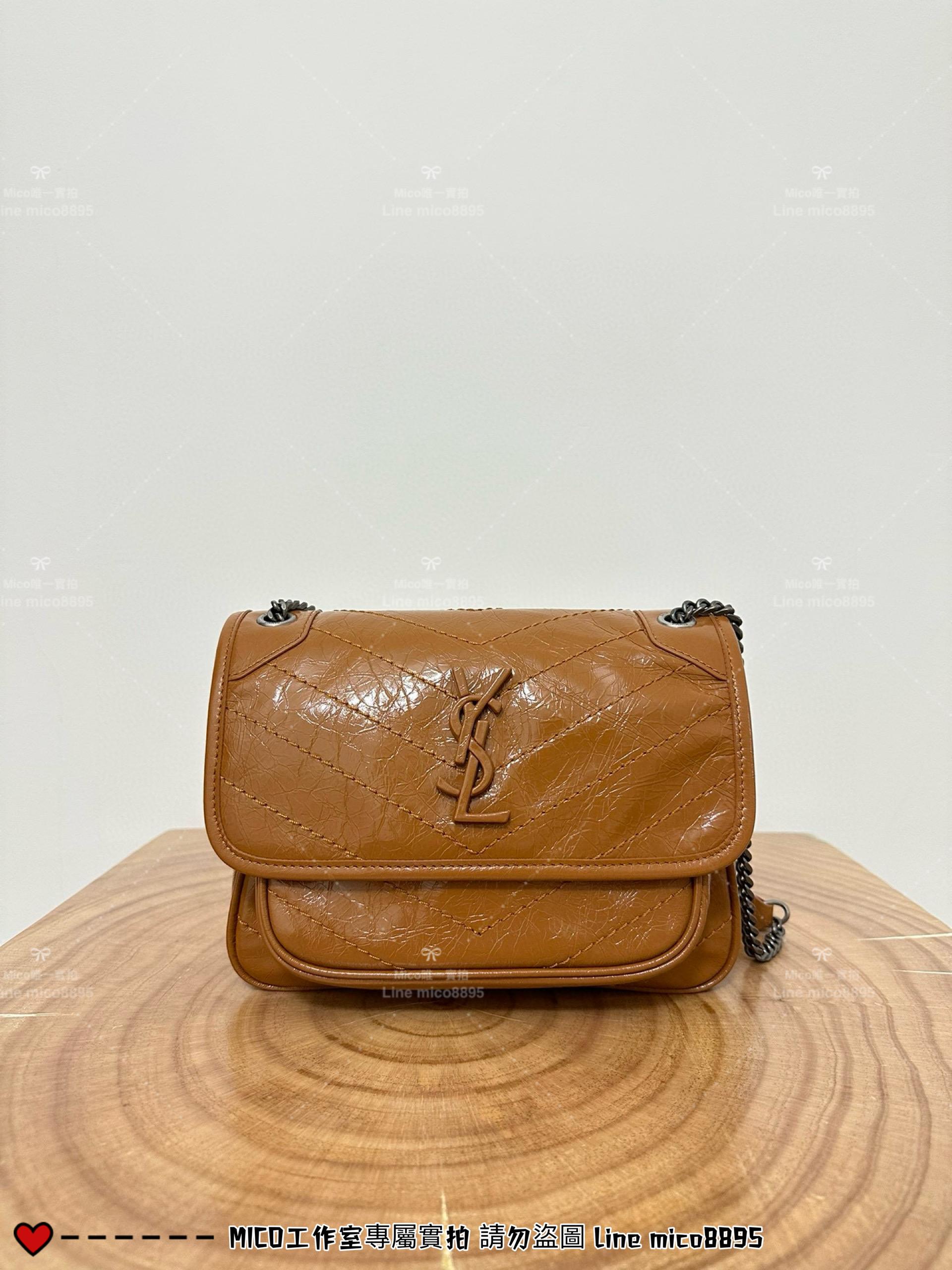 YSL 聖羅蘭 SLP 焦糖色 經典Niki baby 22cm