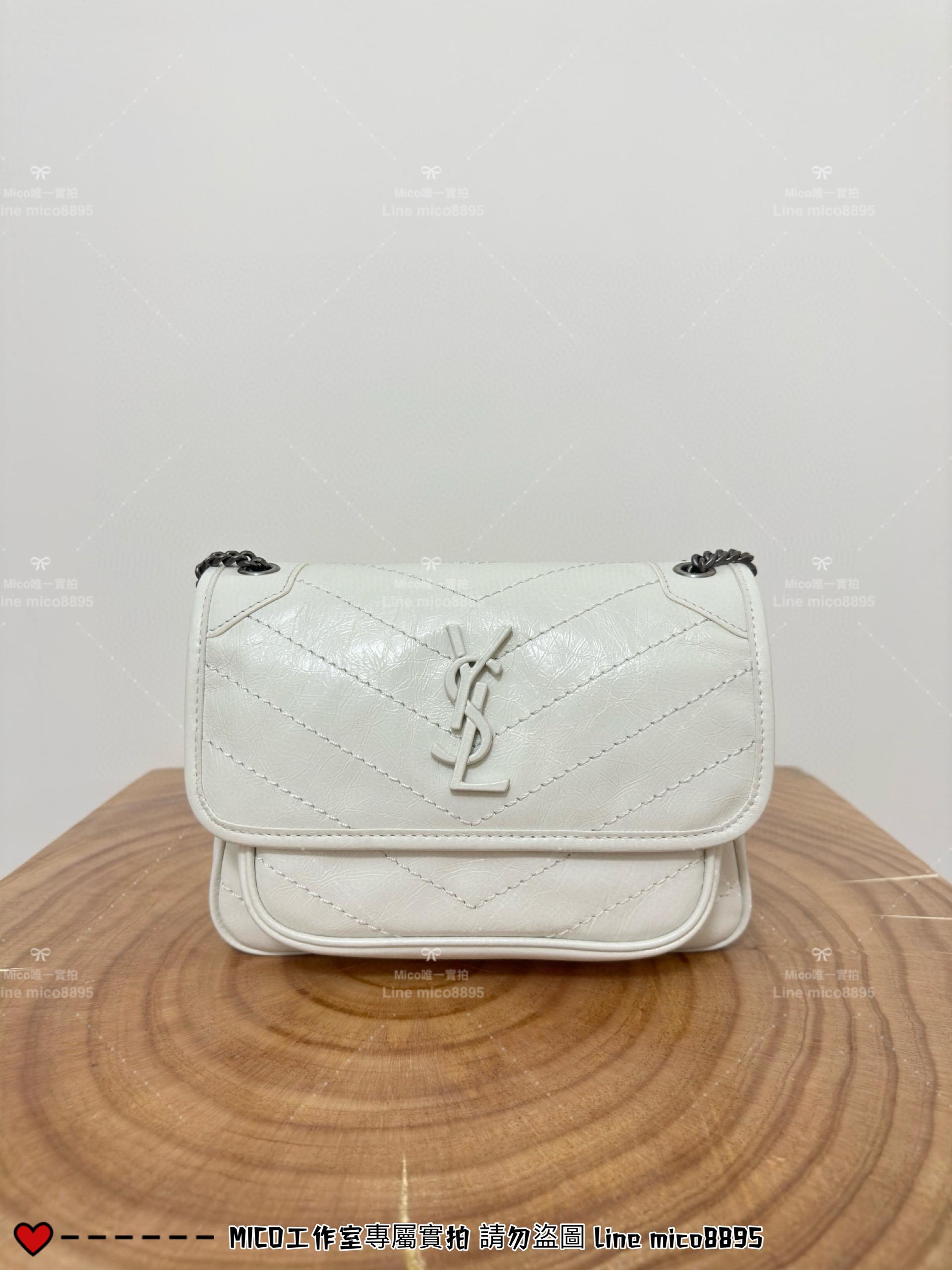 YSL 聖羅蘭 SLP 純白色 經典Niki baby 22cm