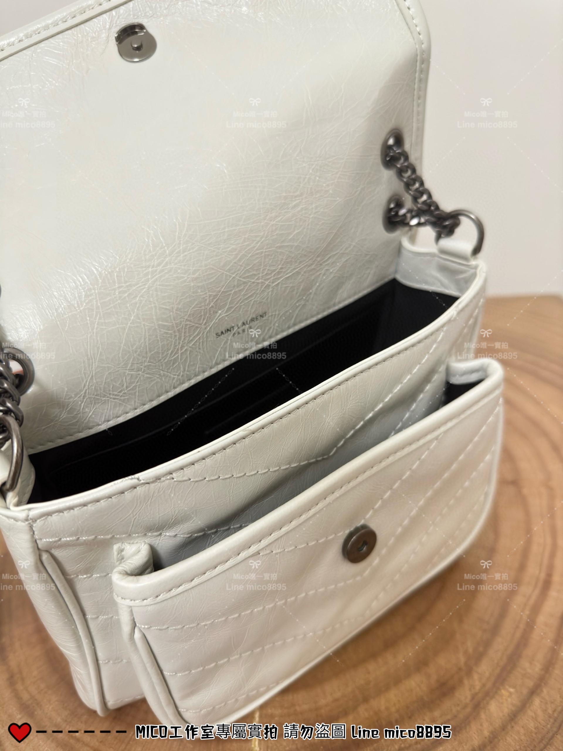 YSL 聖羅蘭 SLP 純白色 經典Niki baby 22cm