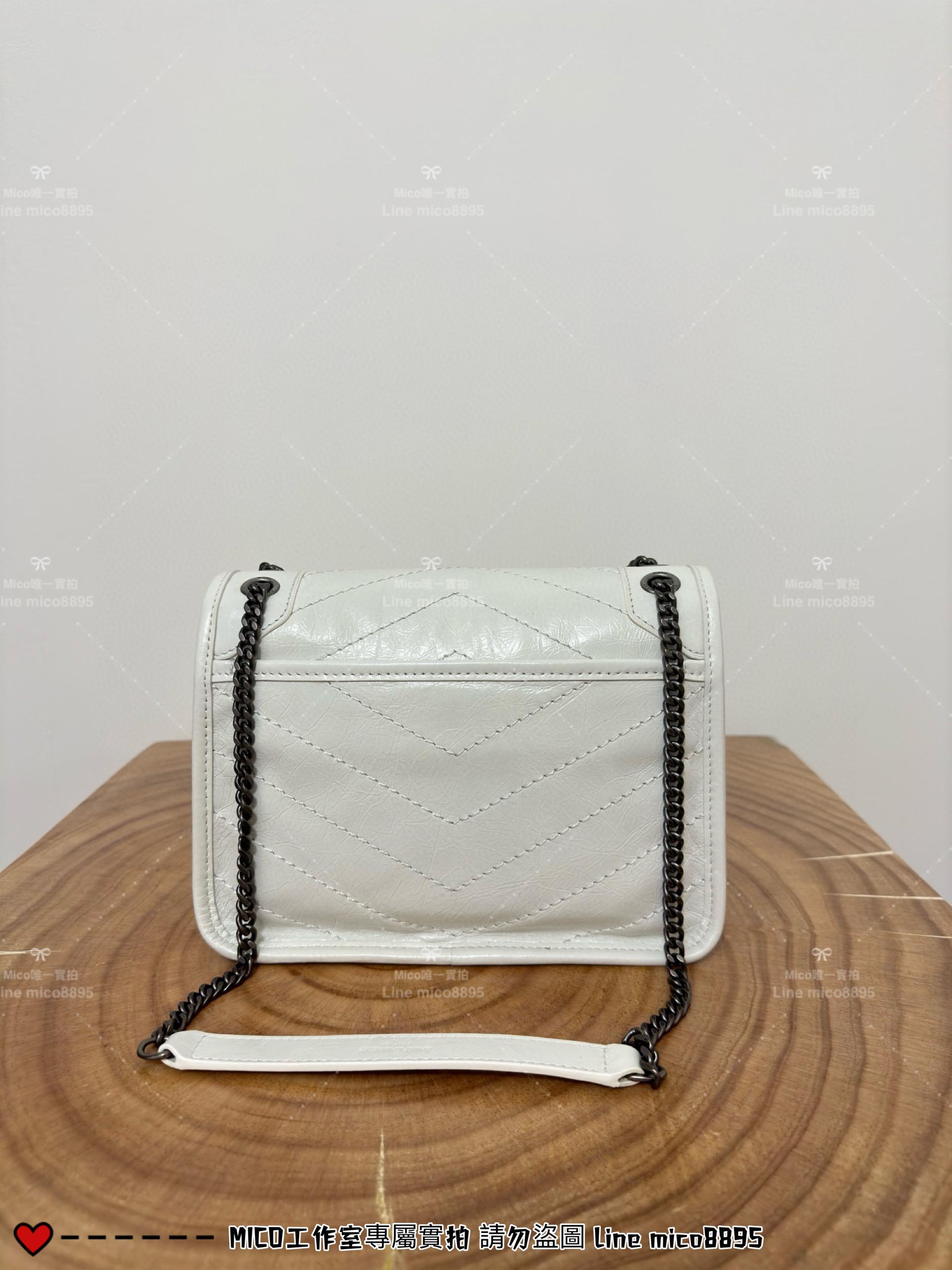 YSL 聖羅蘭 SLP 純白色 經典Niki baby 22cm