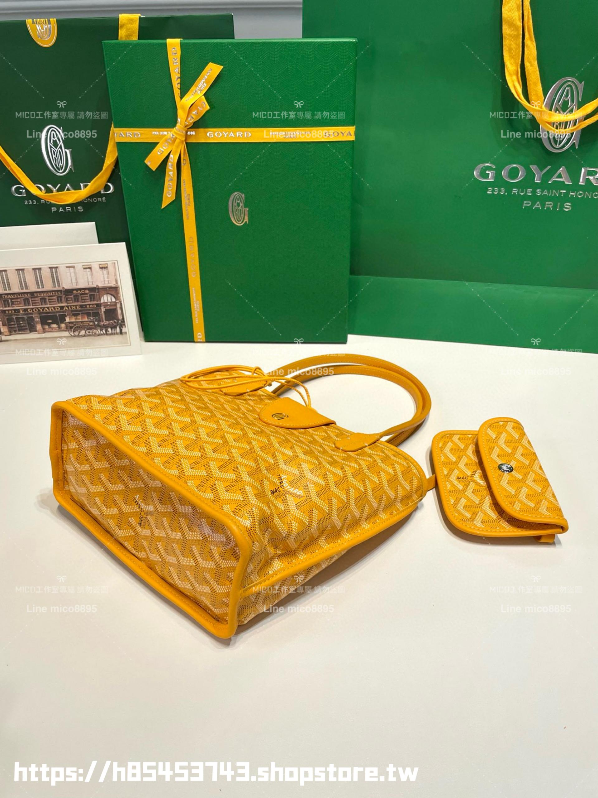 GOYARD 黃色雙面tote mini Anjou (附包釦) 帆布及皮革雙面可用迷你手提包 20cm