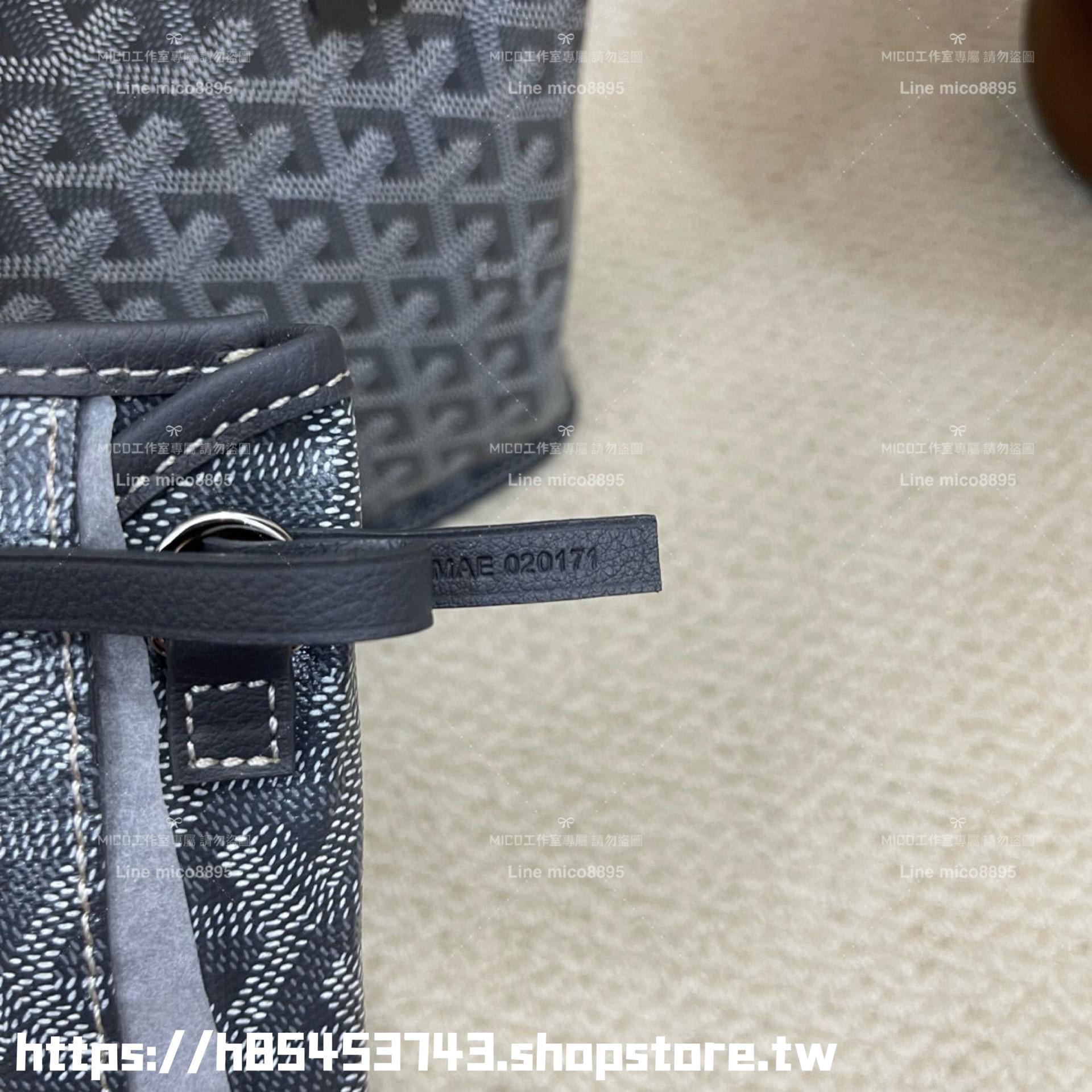 GOYARD 灰色雙面可用 tote Anjou mini bag 帆布及皮革雙面可用迷你手提包 20cm