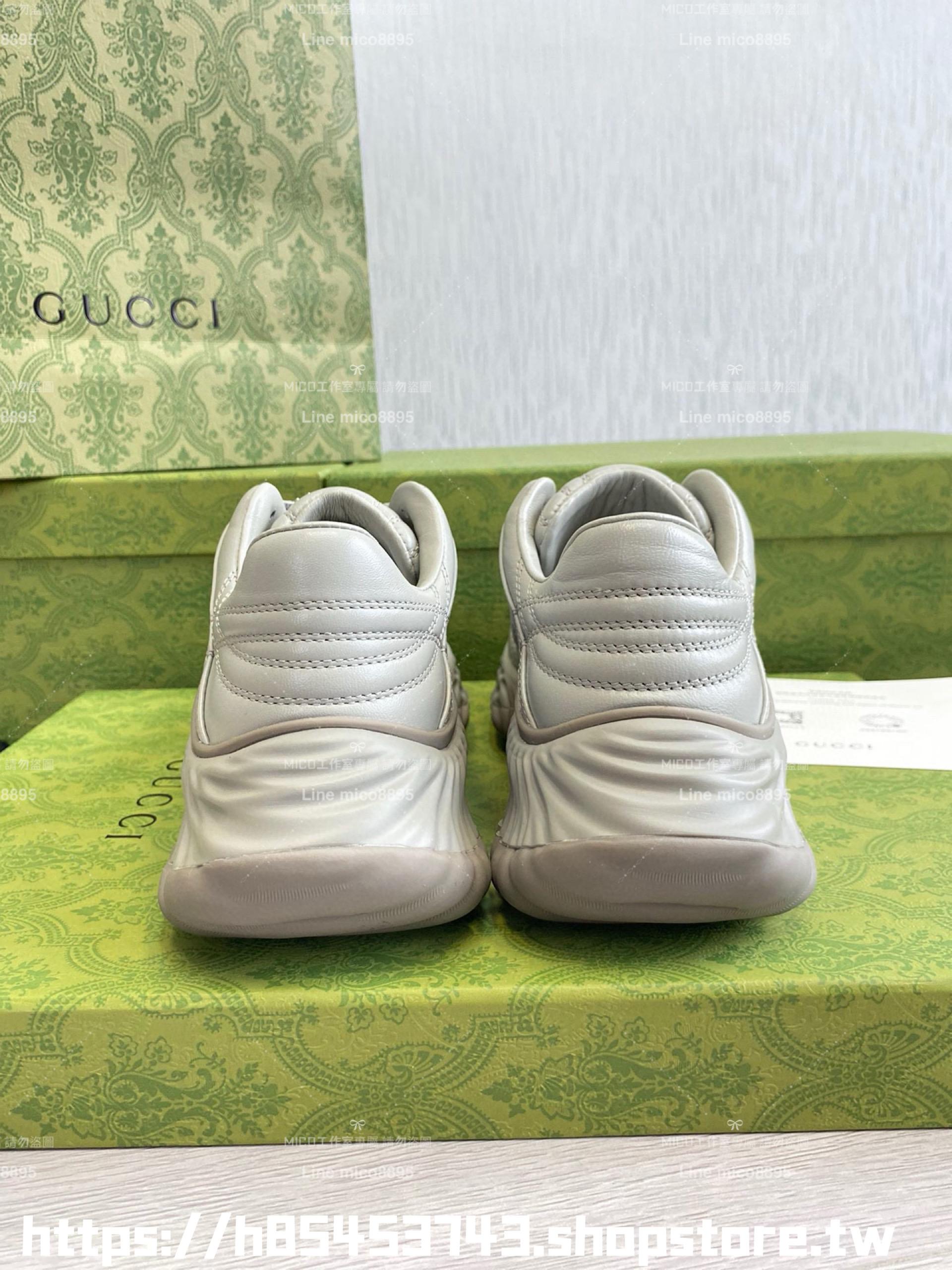 GUCCI 情侶款 Ripple系列 灰色厚底波浪老爹鞋 35-44