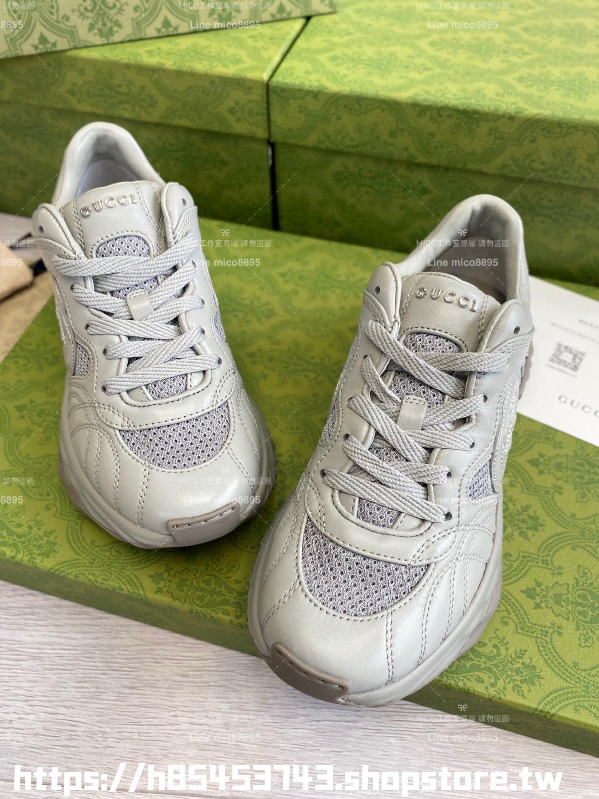 GUCCI 情侶款 Ripple系列 灰色厚底波浪老爹鞋 35-44