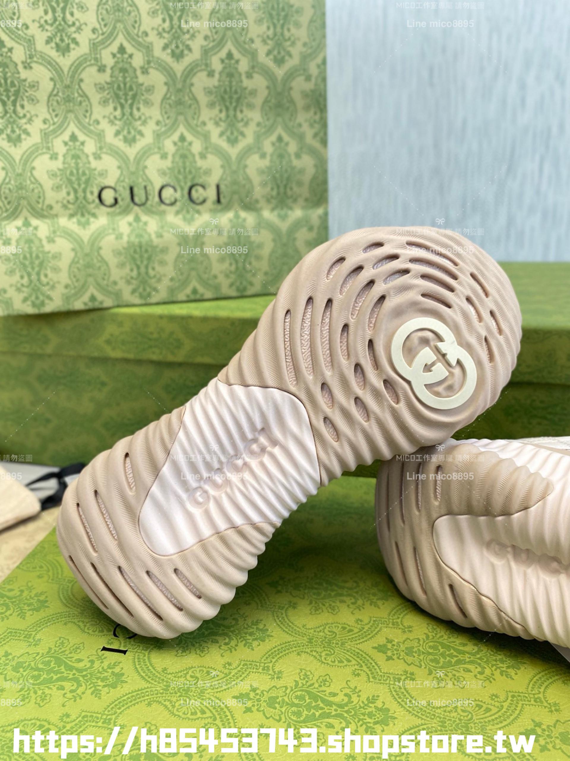 GUCCI 情侶款 Ripple系列 粉色厚底波浪老爹鞋 35-44