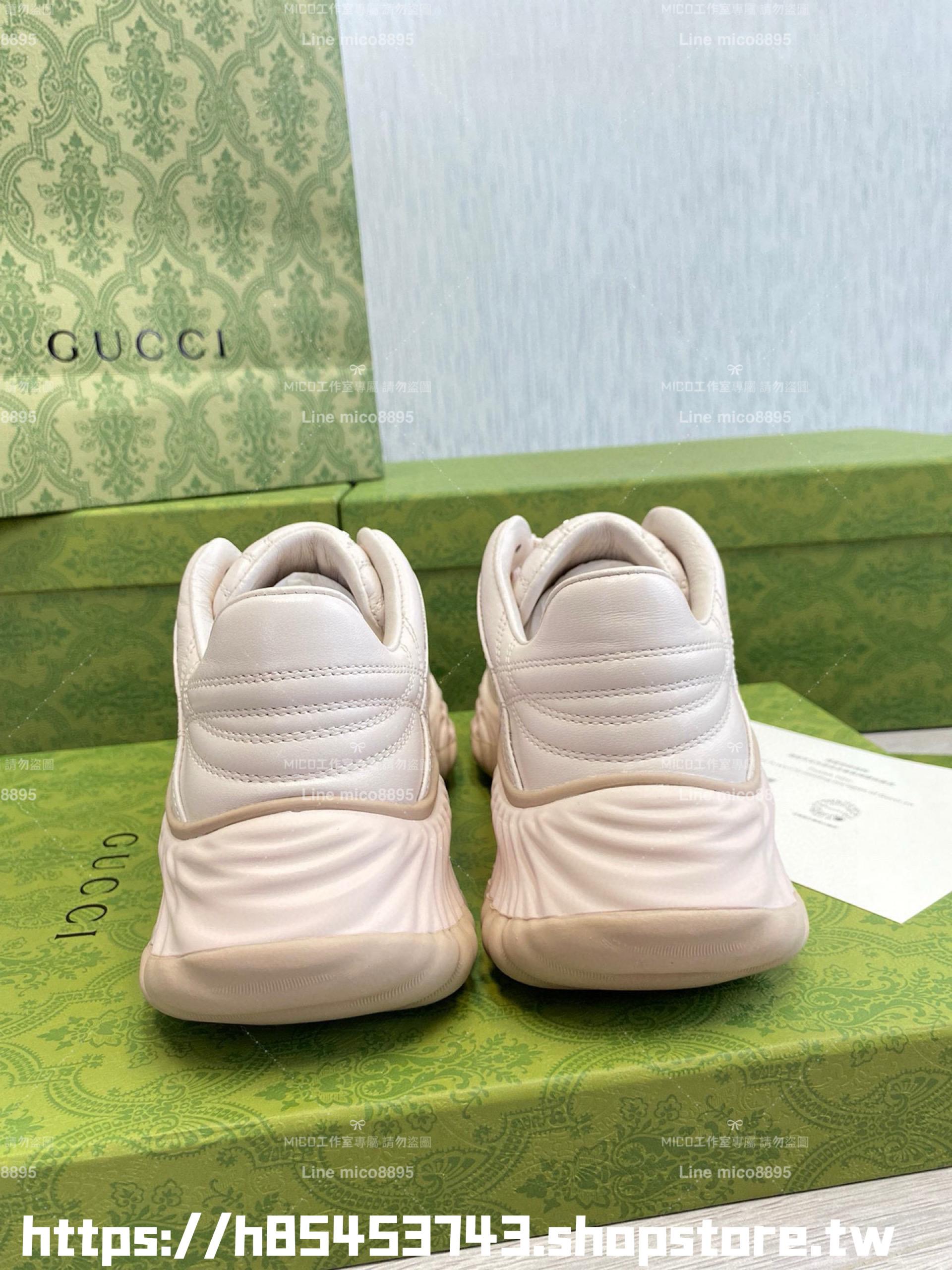 GUCCI 情侶款 Ripple系列 粉色厚底波浪老爹鞋 35-44