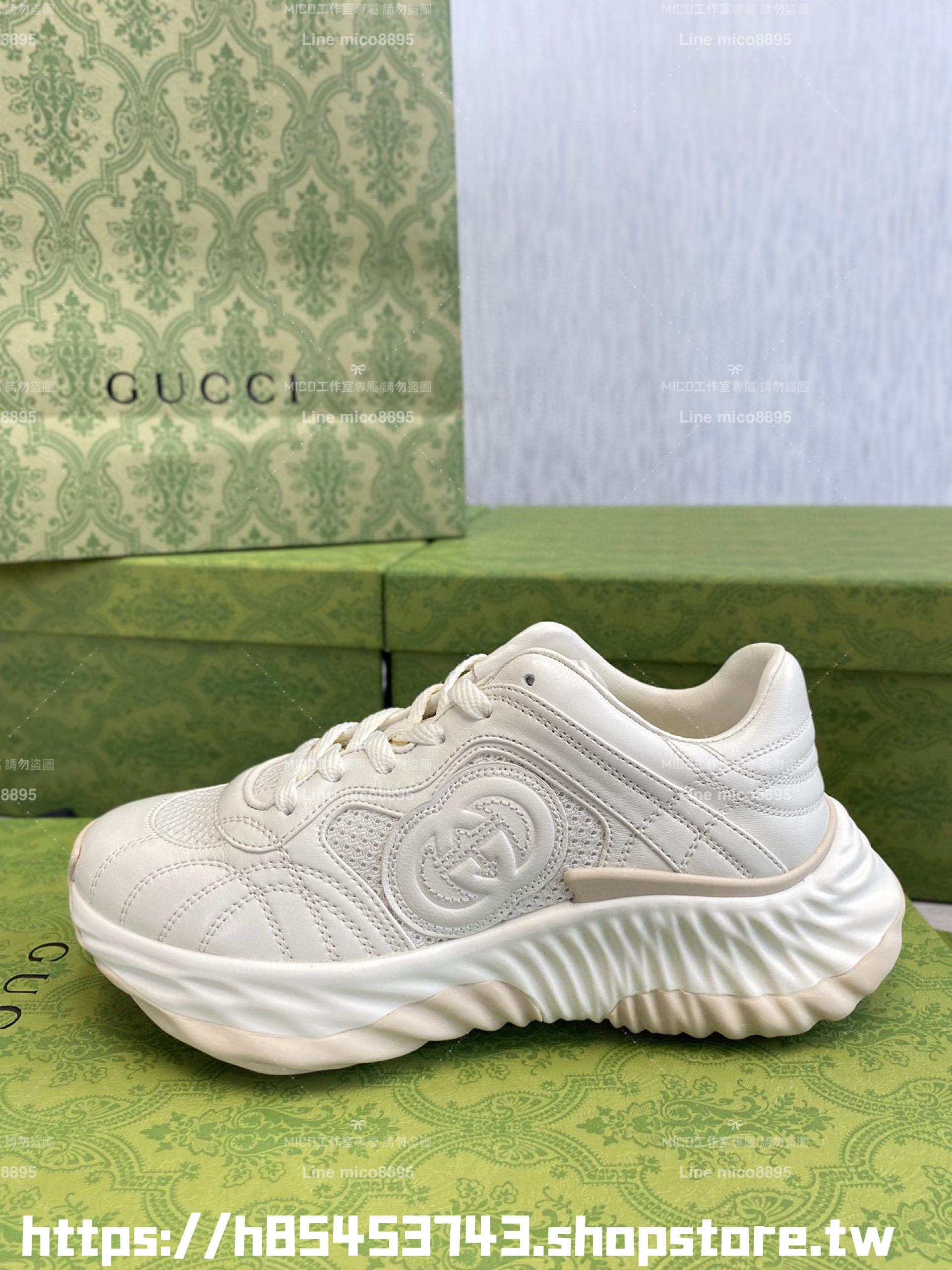 GUCCI 情侶款 Ripple系列 白色厚底波浪老爹鞋 35-44