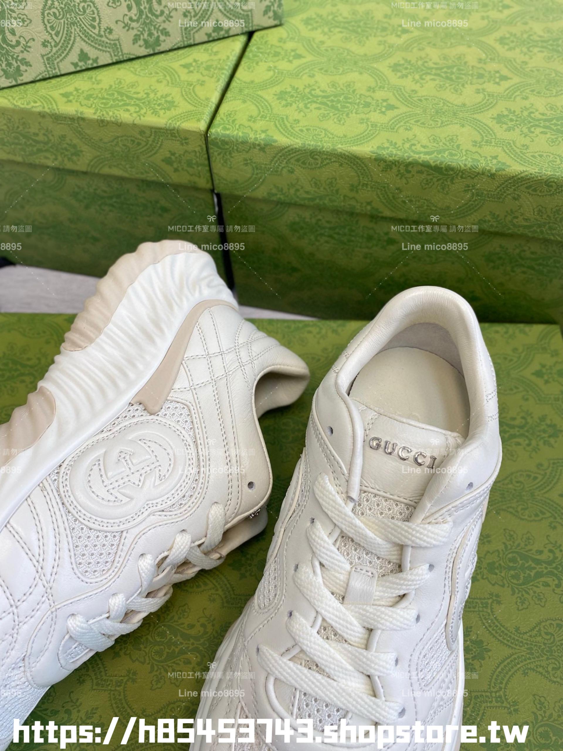 GUCCI 情侶款 Ripple系列 白色厚底波浪老爹鞋 35-44