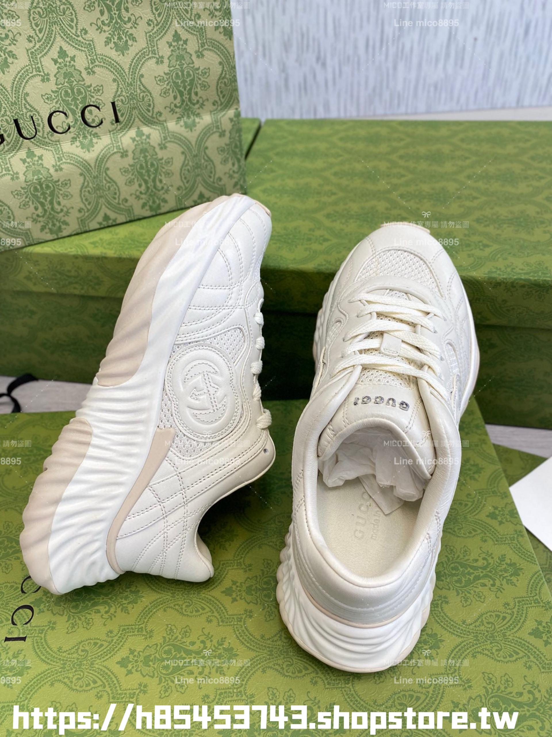 GUCCI 情侶款 Ripple系列 白色厚底波浪老爹鞋 35-44