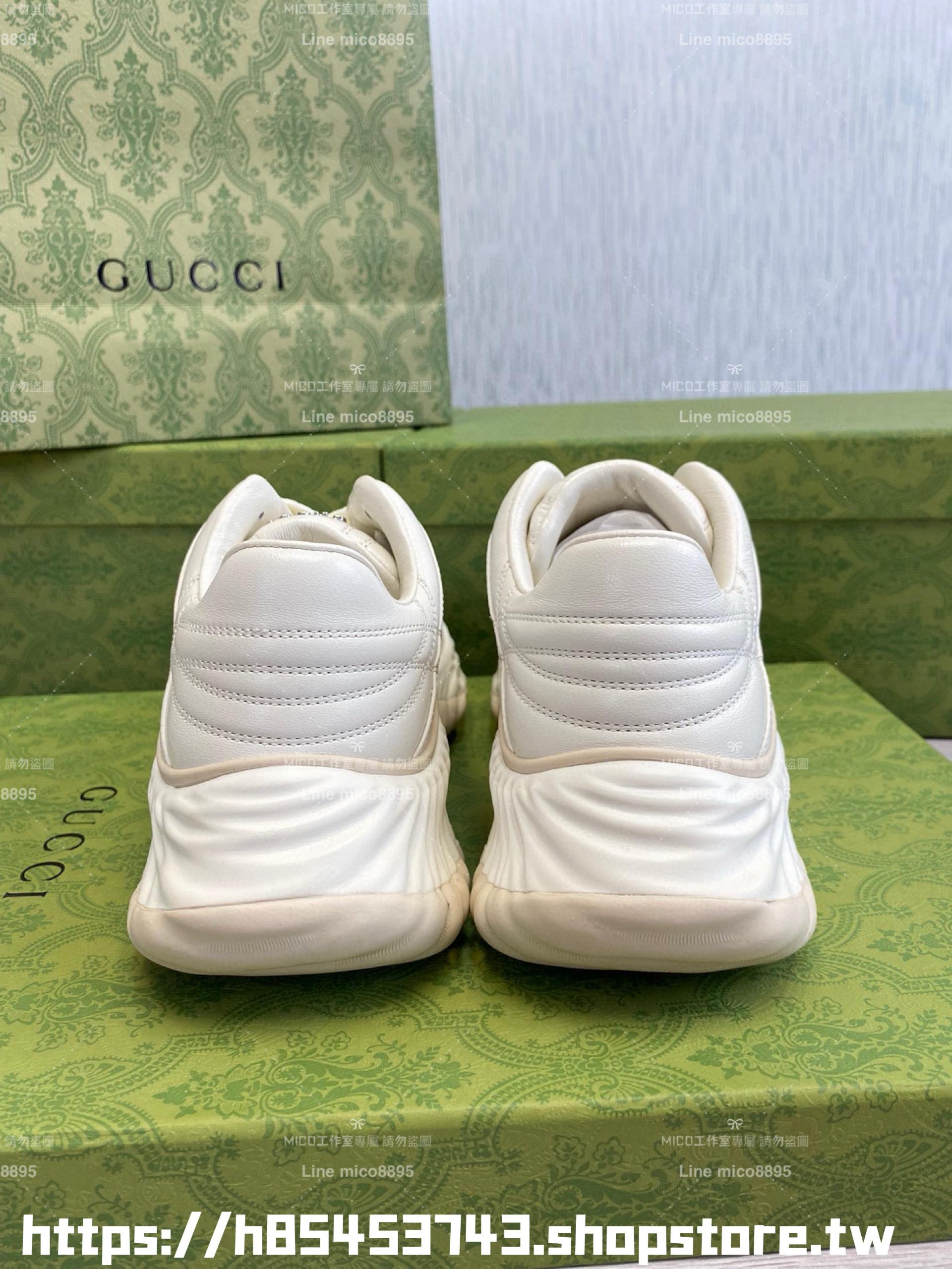 GUCCI 情侶款 Ripple系列 白色厚底波浪老爹鞋 35-44