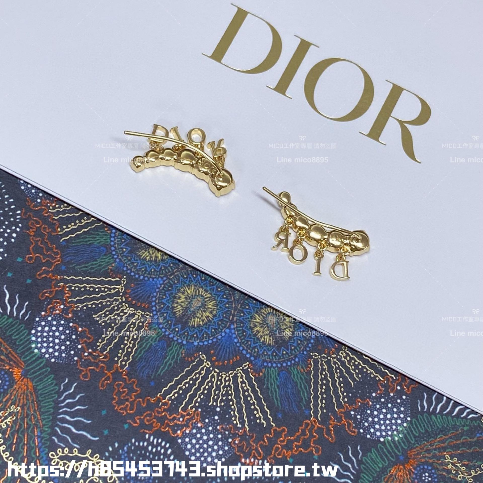 DIOR 字母水鑽耳環/耳釘