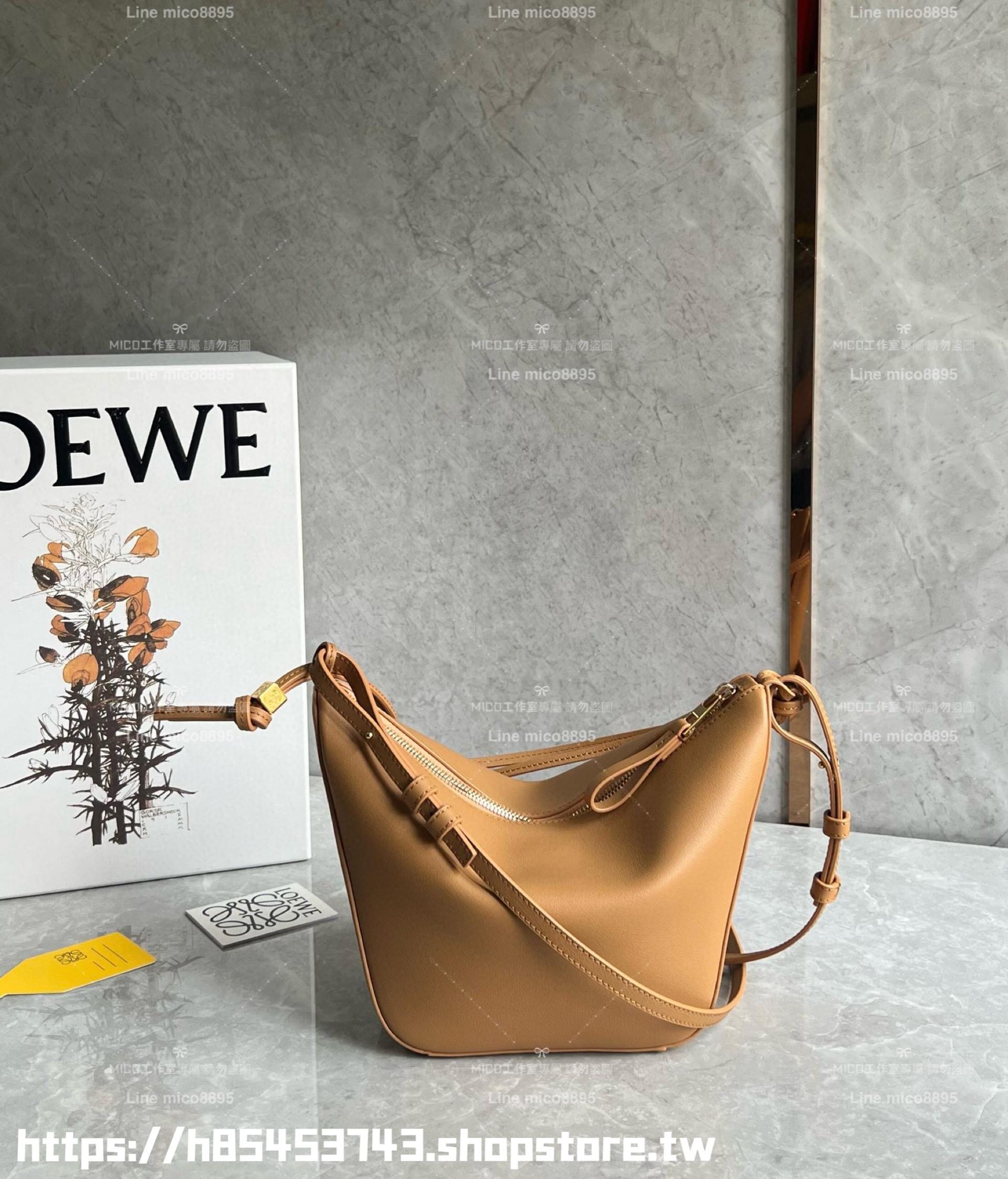 Loewe 焦糖色 Mini Hammock Hobo bag 小牛皮 可調節長短 可斜跨肩背 28cm （寬肩帶/吊飾另配）