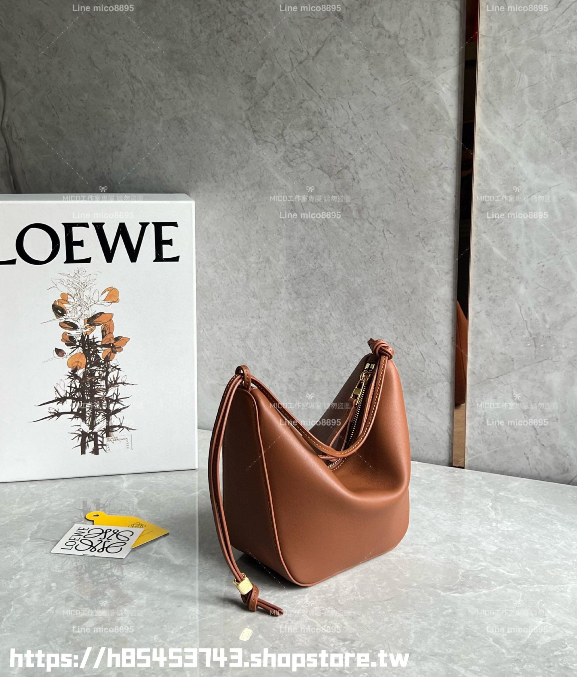 Loewe 深棕 Mini Hammock Hobo bag 小牛皮 可調節長短 可斜跨肩背 28cm （寬肩帶/吊飾另配）