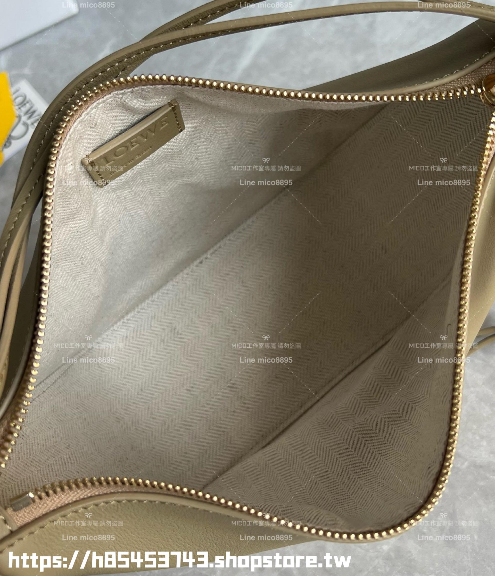 Loewe 泥土綠 Mini Hammock Hobo bag 小牛皮 可調節長短 可斜跨肩背 28cm （寬肩帶/吊飾另配）