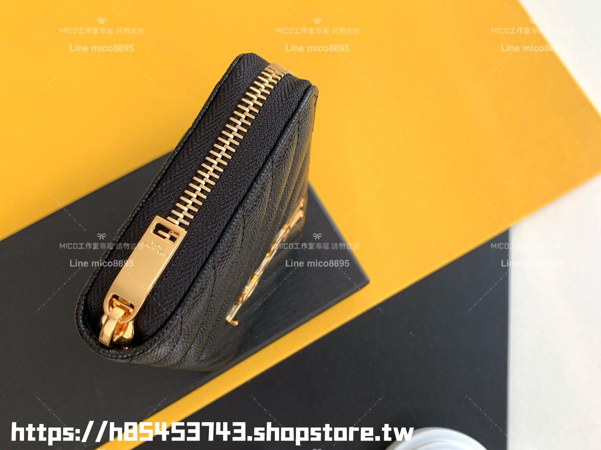 YSL Saint Laurent 黑金 經典MONOGRAM SAINT LAURENT全拉鏈錢包/拉鍊長夾