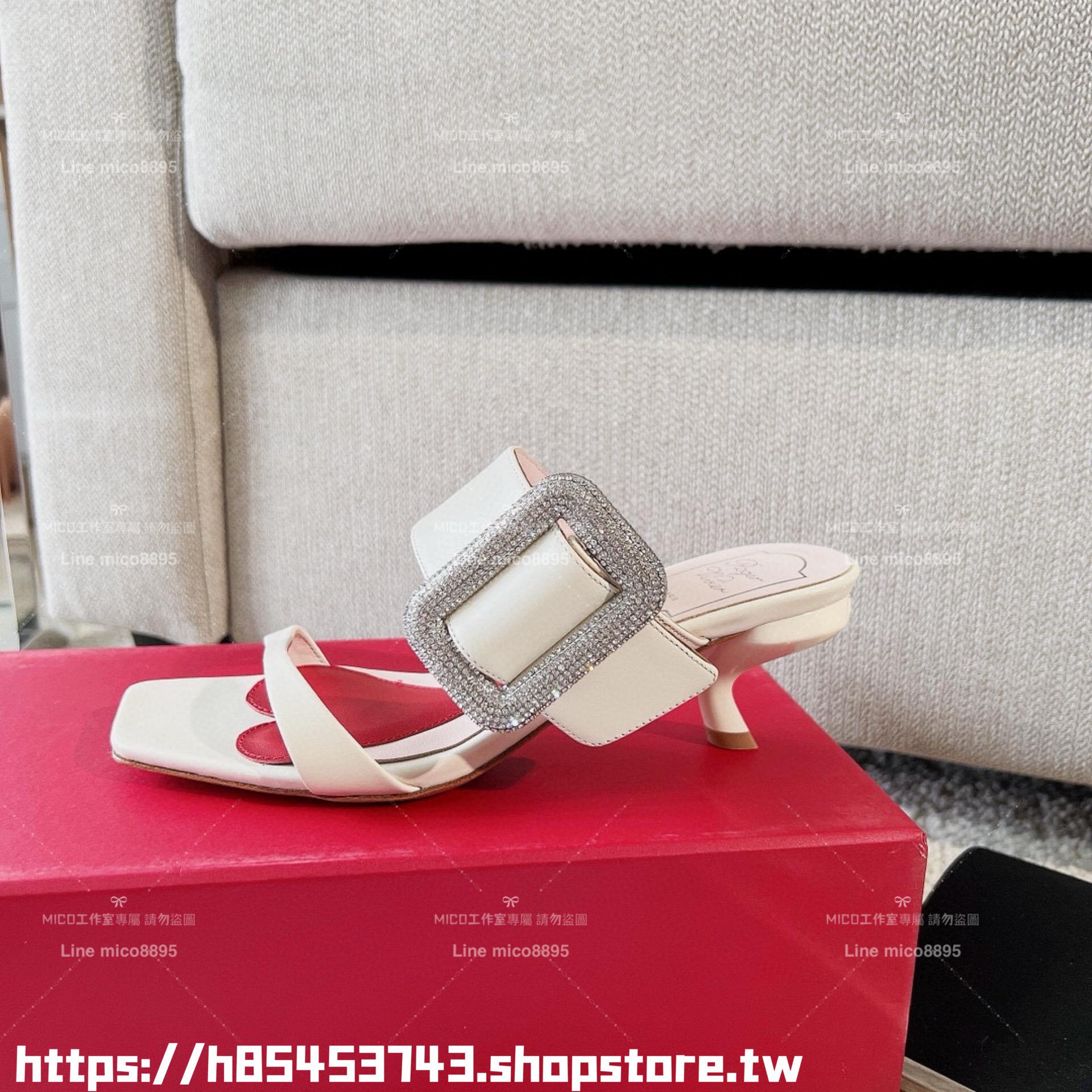 Roger Vivier RV VivChoc繁星鑽扣小貓跟涼鞋 拖鞋 低跟鞋 4.5cm 35-39（34/40🉑️定制不退換）