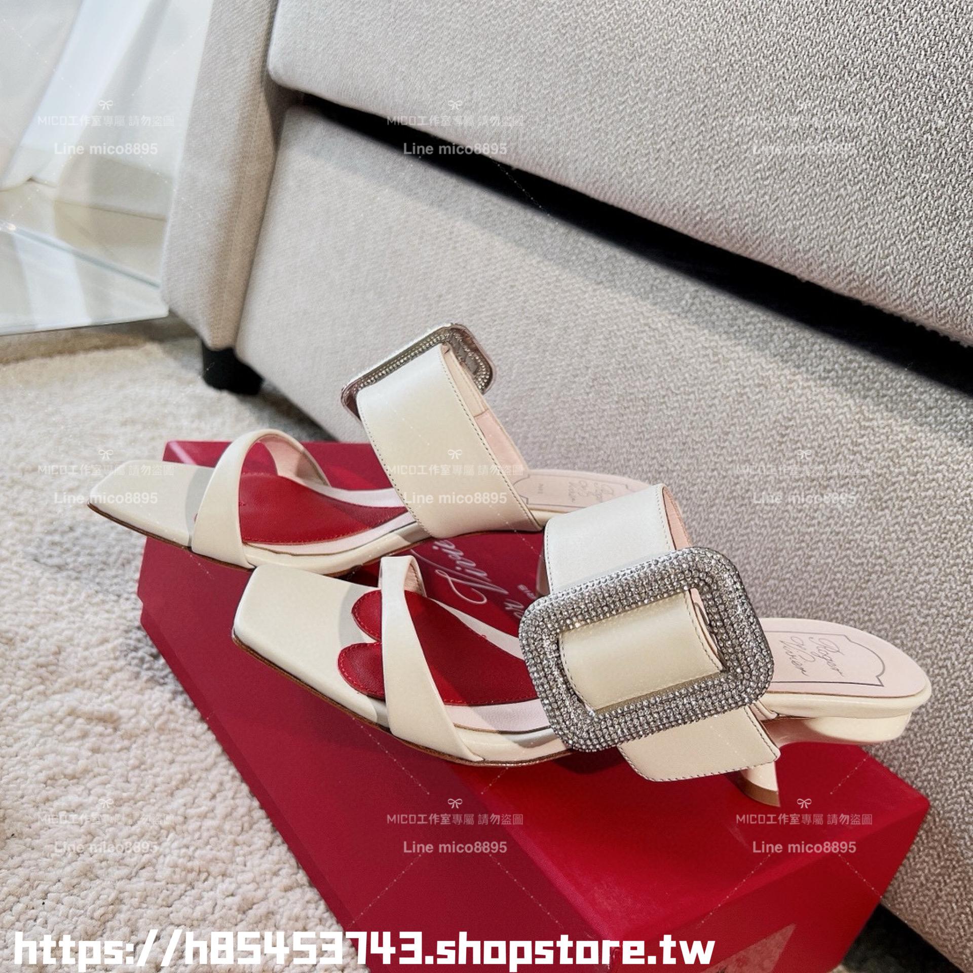 Roger Vivier RV VivChoc繁星鑽扣小貓跟涼鞋 拖鞋 低跟鞋 4.5cm 35-39（34/40🉑️定制不退換）