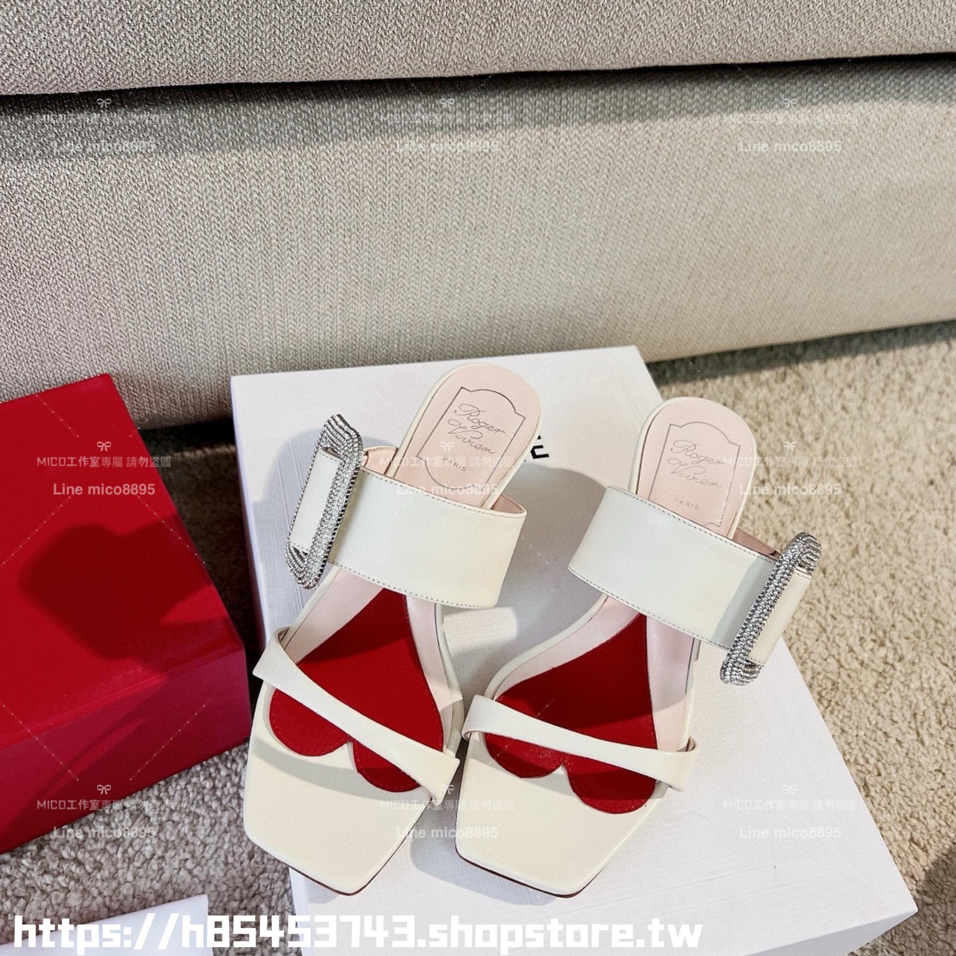 Roger Vivier RV VivChoc繁星鑽扣小貓跟涼鞋 拖鞋 低跟鞋 4.5cm 35-39（34/40🉑️定制不退換）