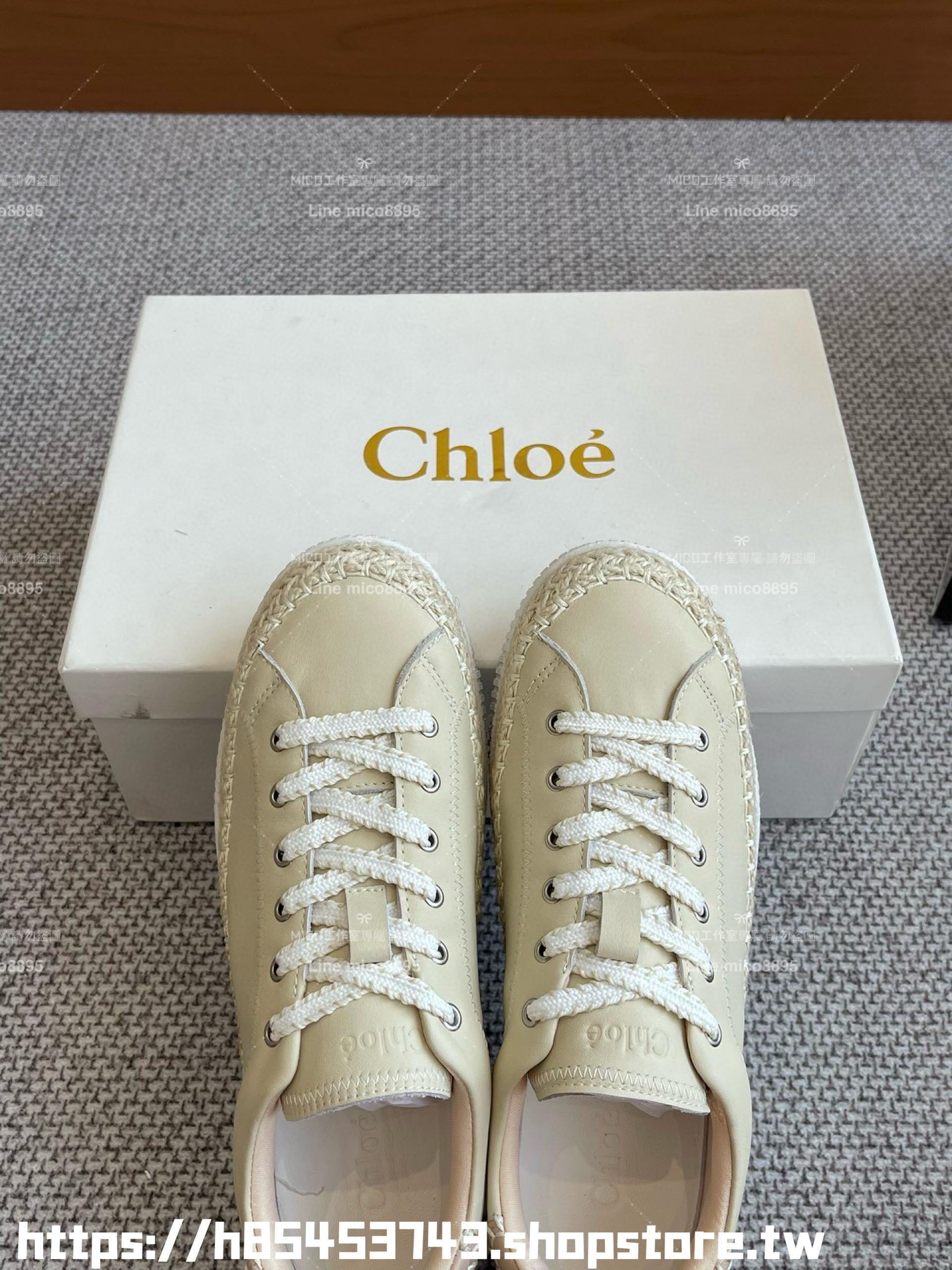 Chloe 24新款 灰白色皮革 NAMA系列小白鞋 女鞋 35-40