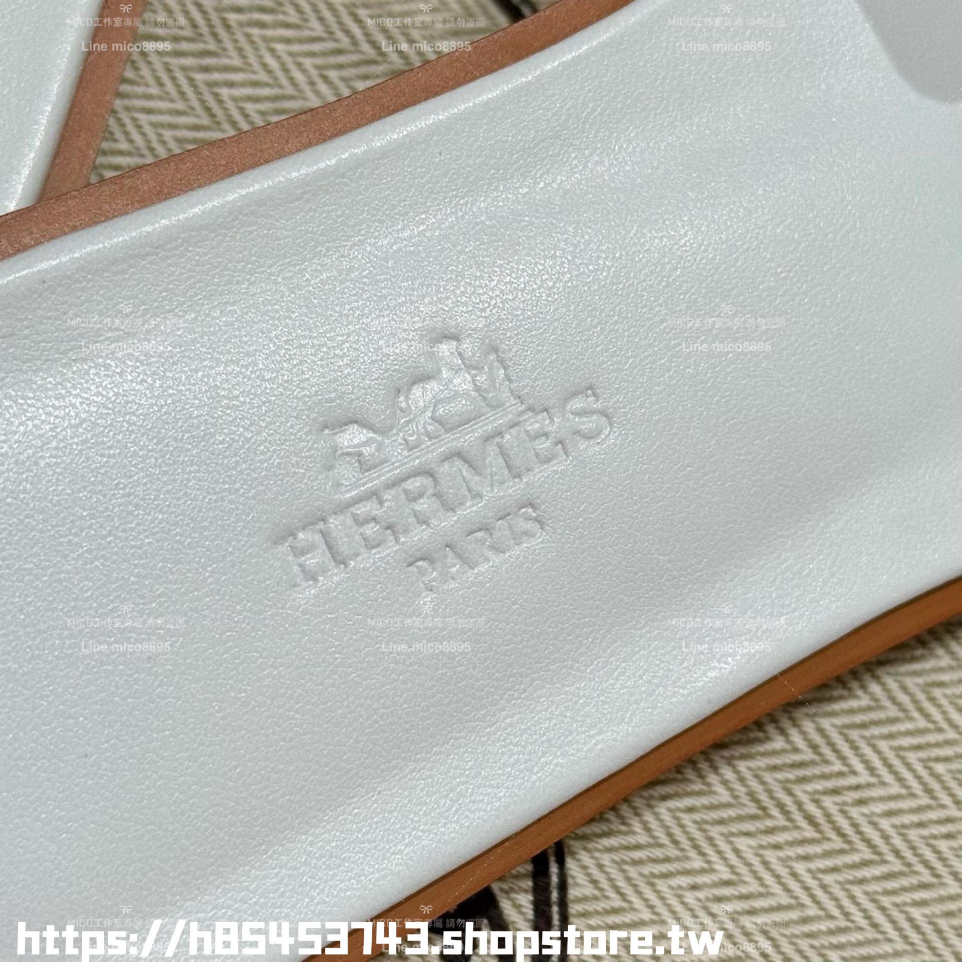 Hermes 愛馬仕｜新版本墊腳 白色 oran拖鞋 Epsom小牛皮 多色 平底款 經典涼鞋/拖鞋 H拖鞋 35-40