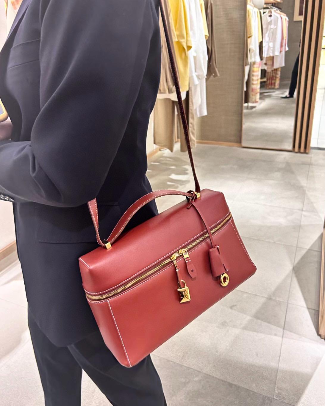 Loro Piana Extra Poket L27 飯盒包 棕紅色/金釦 平紋小牛皮 Box皮 27cm