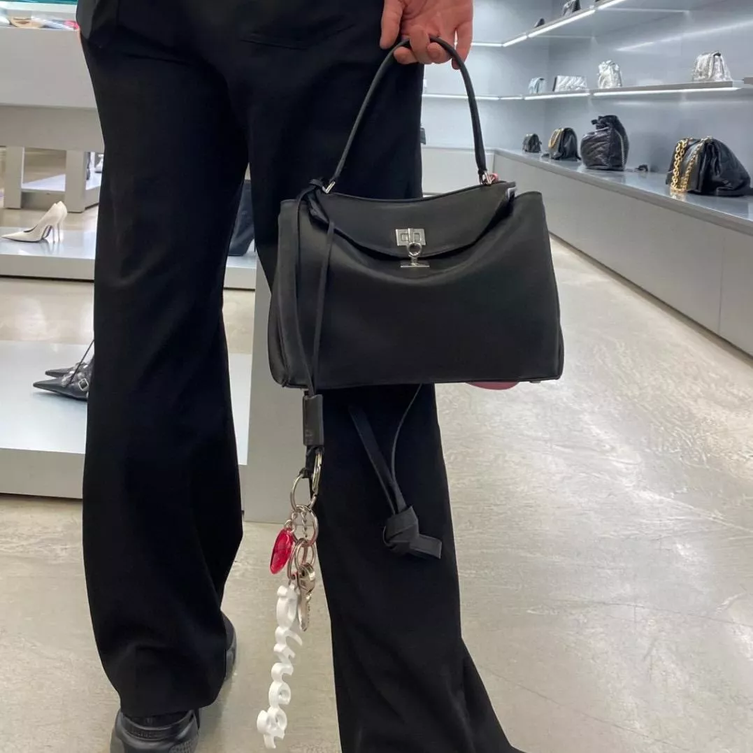 Balenciaga 巴黎世家 黑色牛皮/銀釦 RODEO mini款 手提斜跨包 22cm