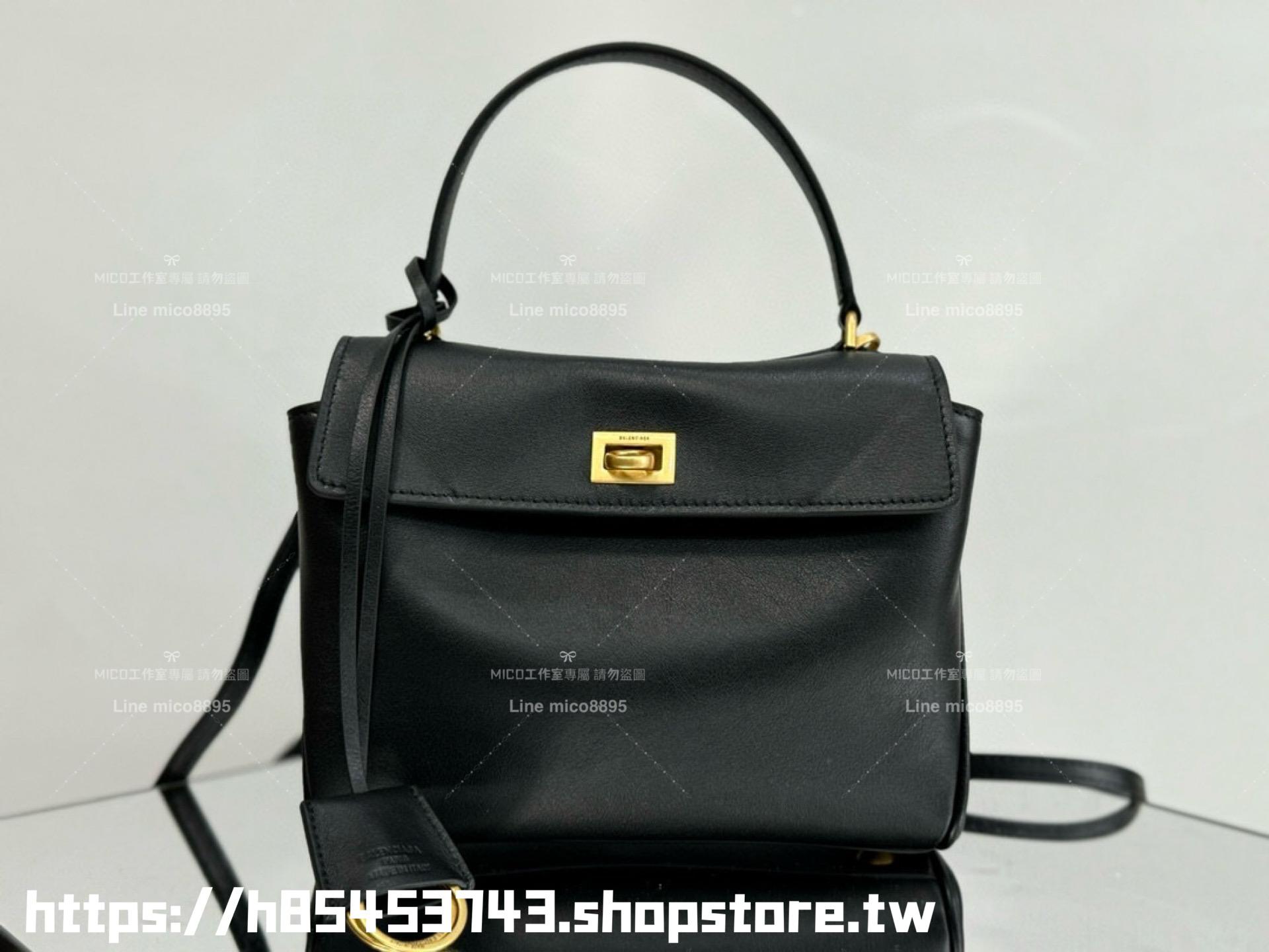 Balenciaga 巴黎世家 黑色牛皮/金釦 RODEO mini款 手提斜跨包 22cm